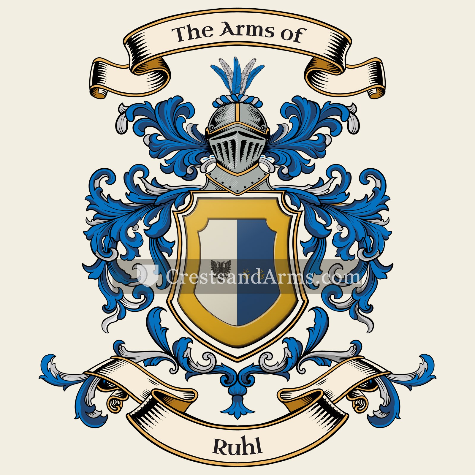 The Ruhl coat of arms, drawn from the recorded blazon