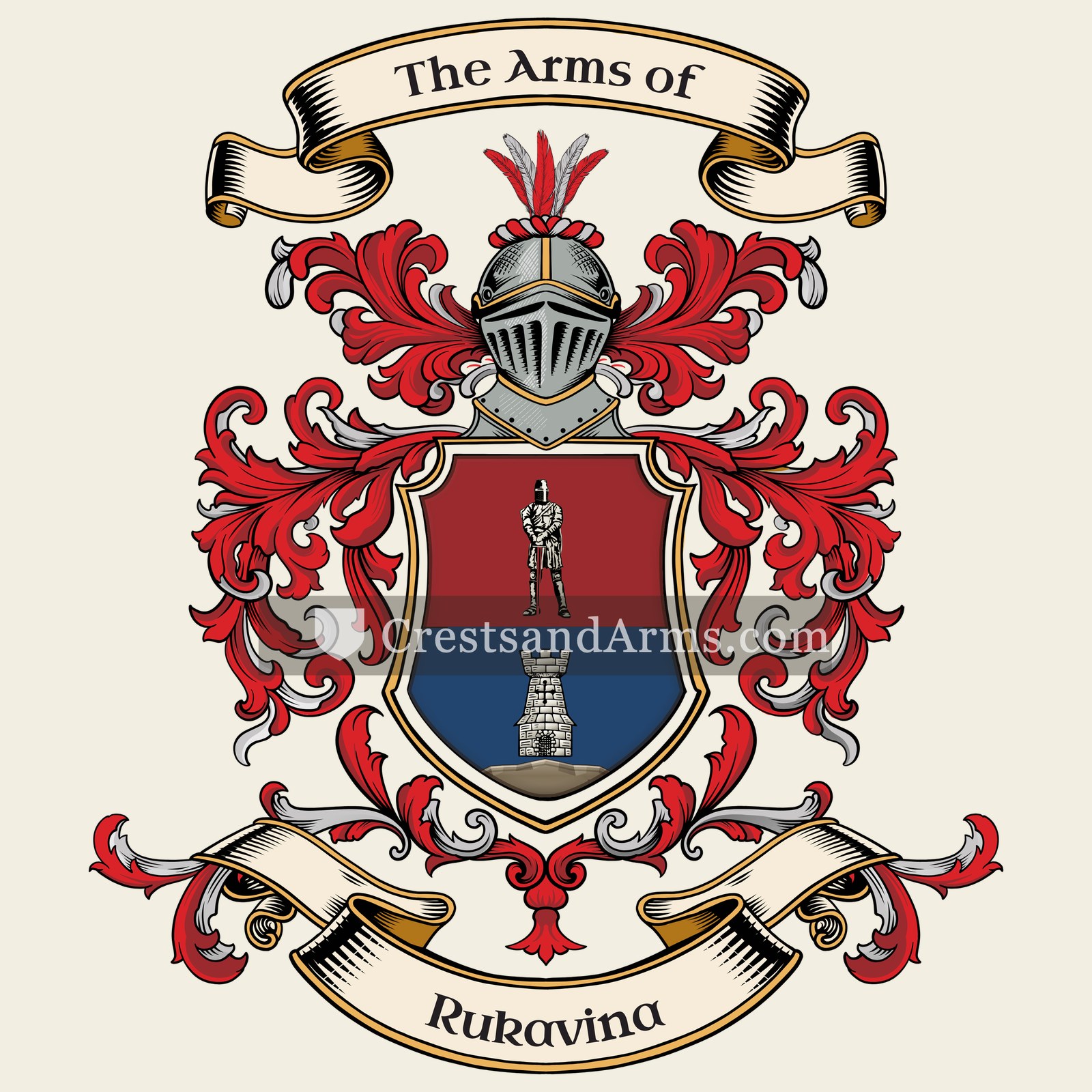 The Rukavina coat of arms, drawn from the recorded blazon