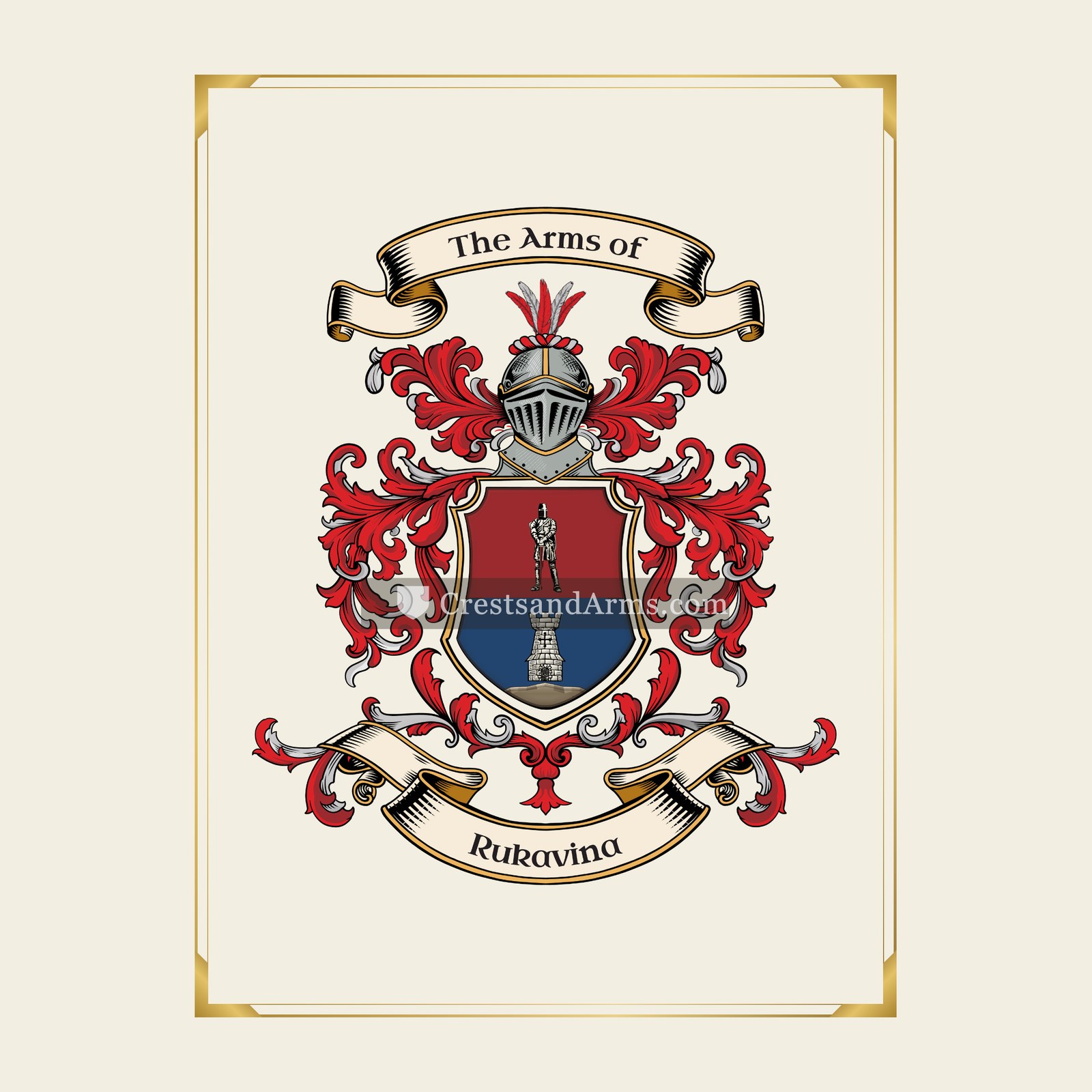 With gold border