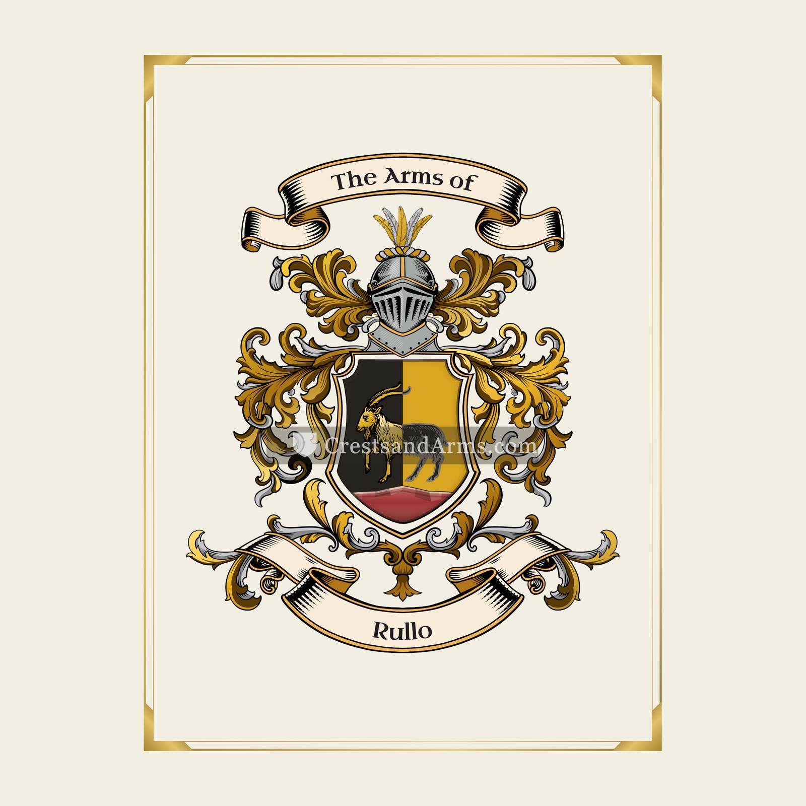 With gold border