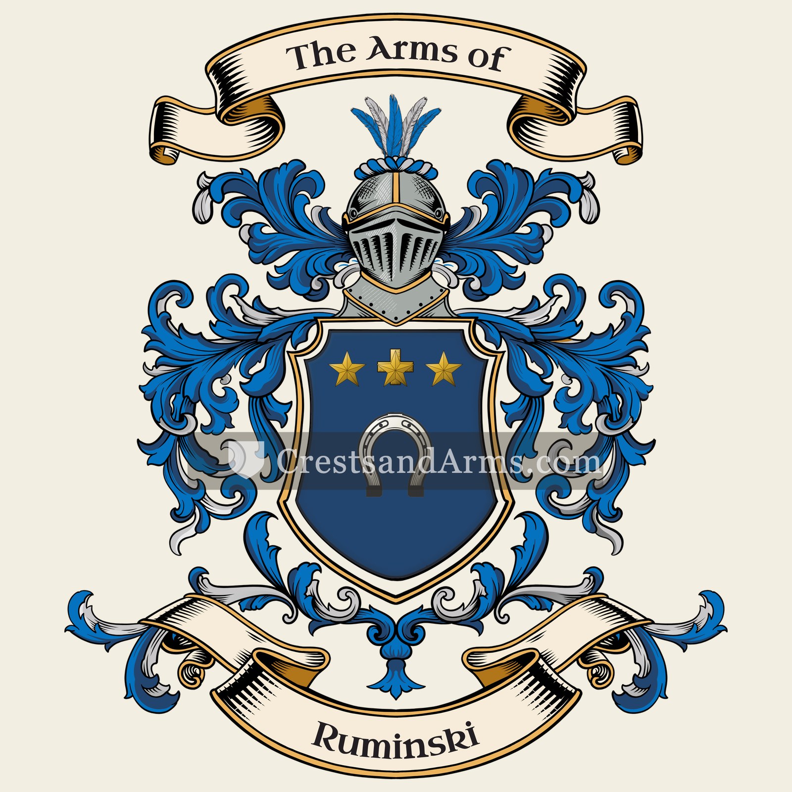 The Ruminski coat of arms, drawn from the recorded blazon