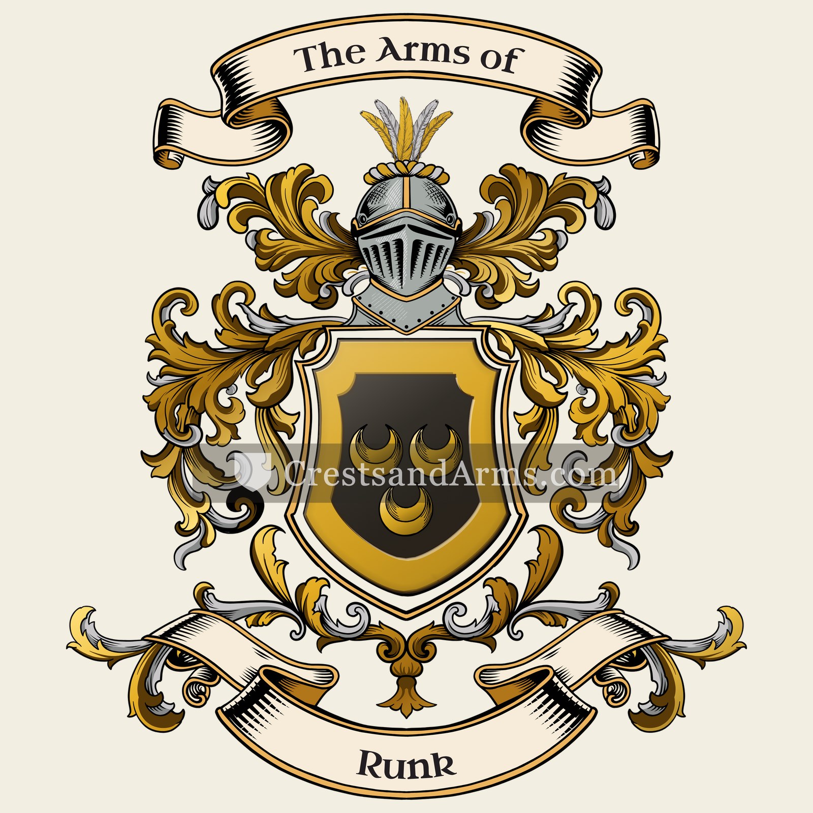 The Runk coat of arms, drawn from the recorded blazon