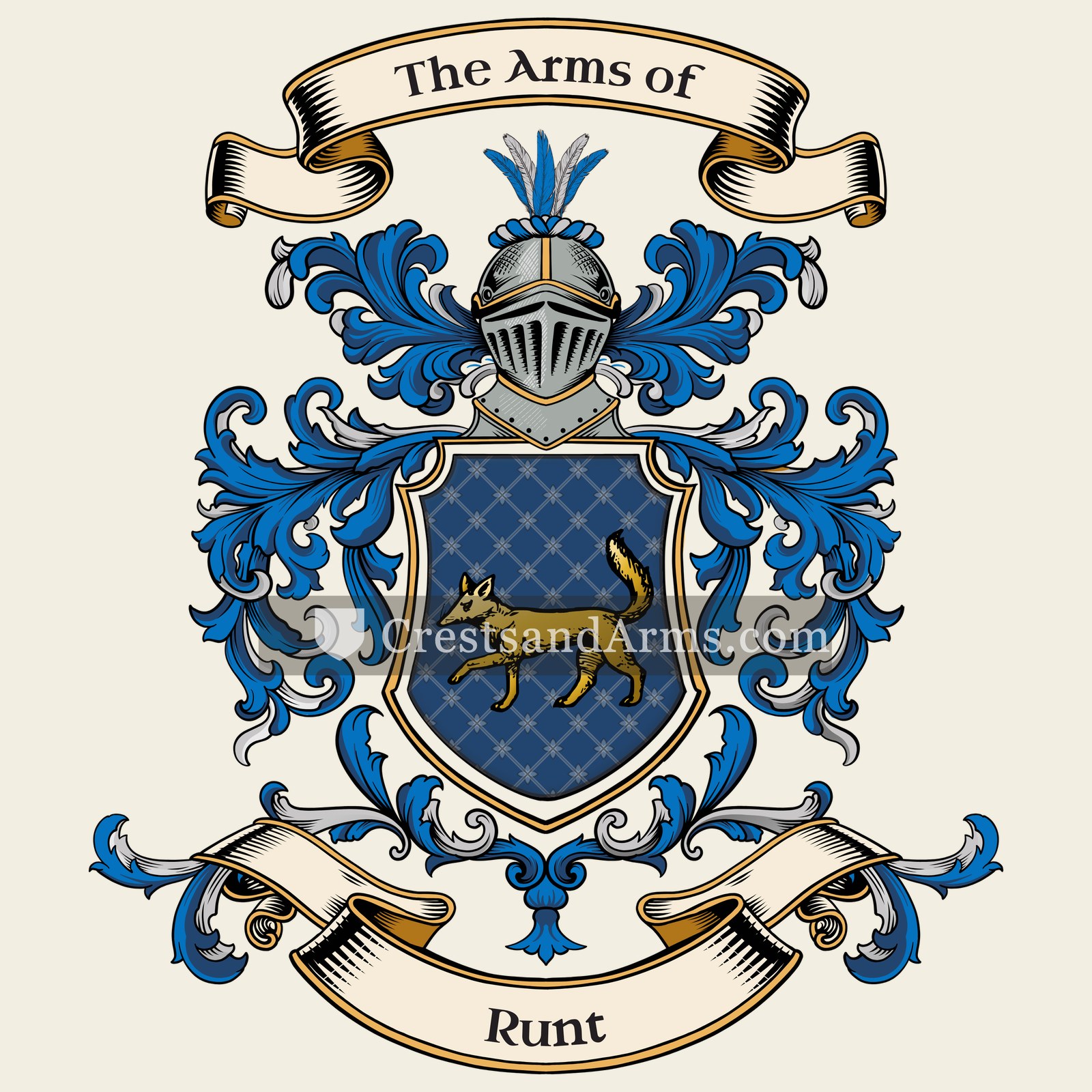 The Runt coat of arms, drawn from the recorded blazon
