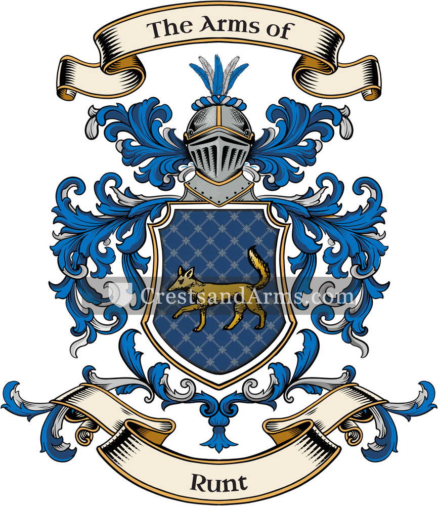 The Runt coat of arms, drawn from the recorded blazon
