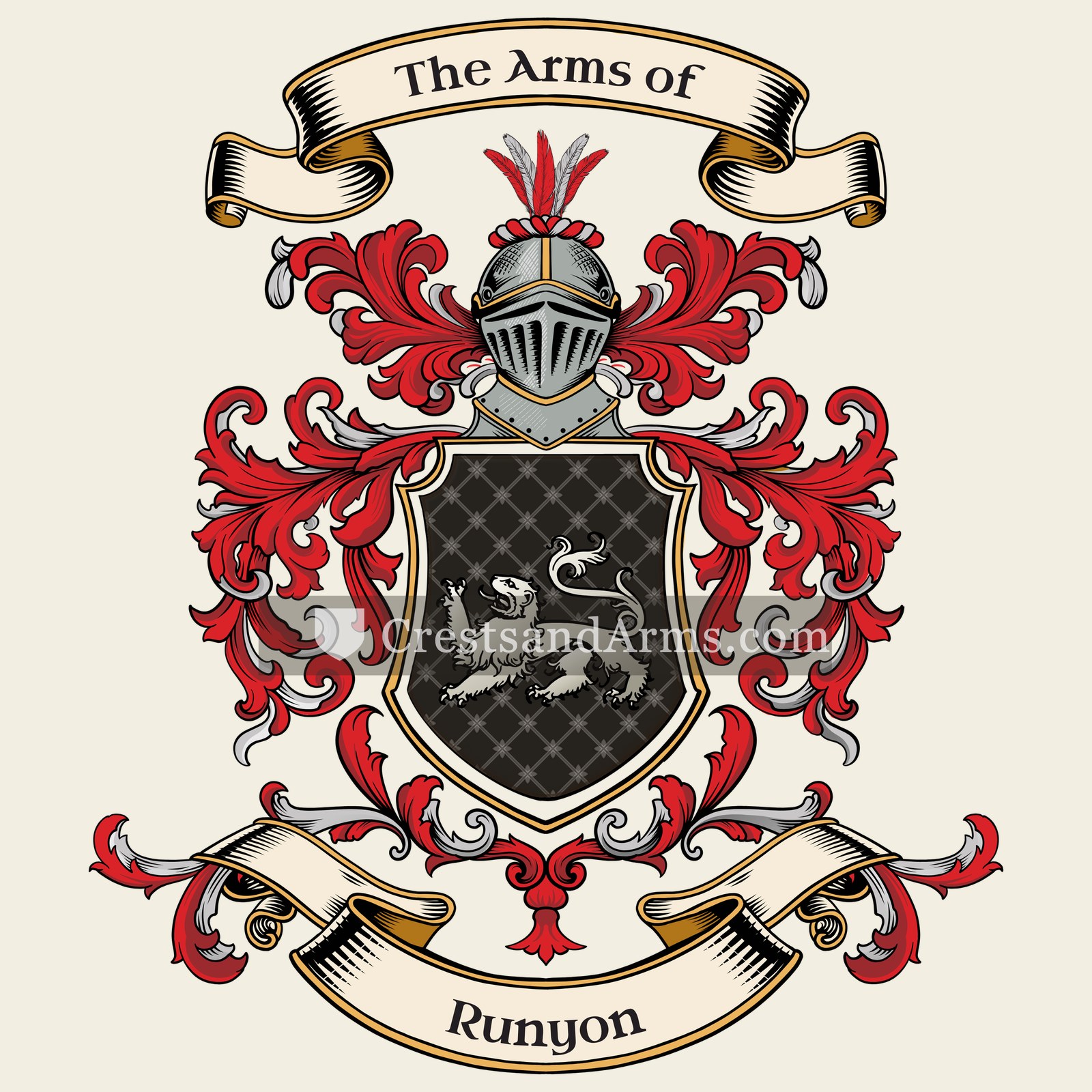 The Runyon coat of arms, drawn from the recorded blazon