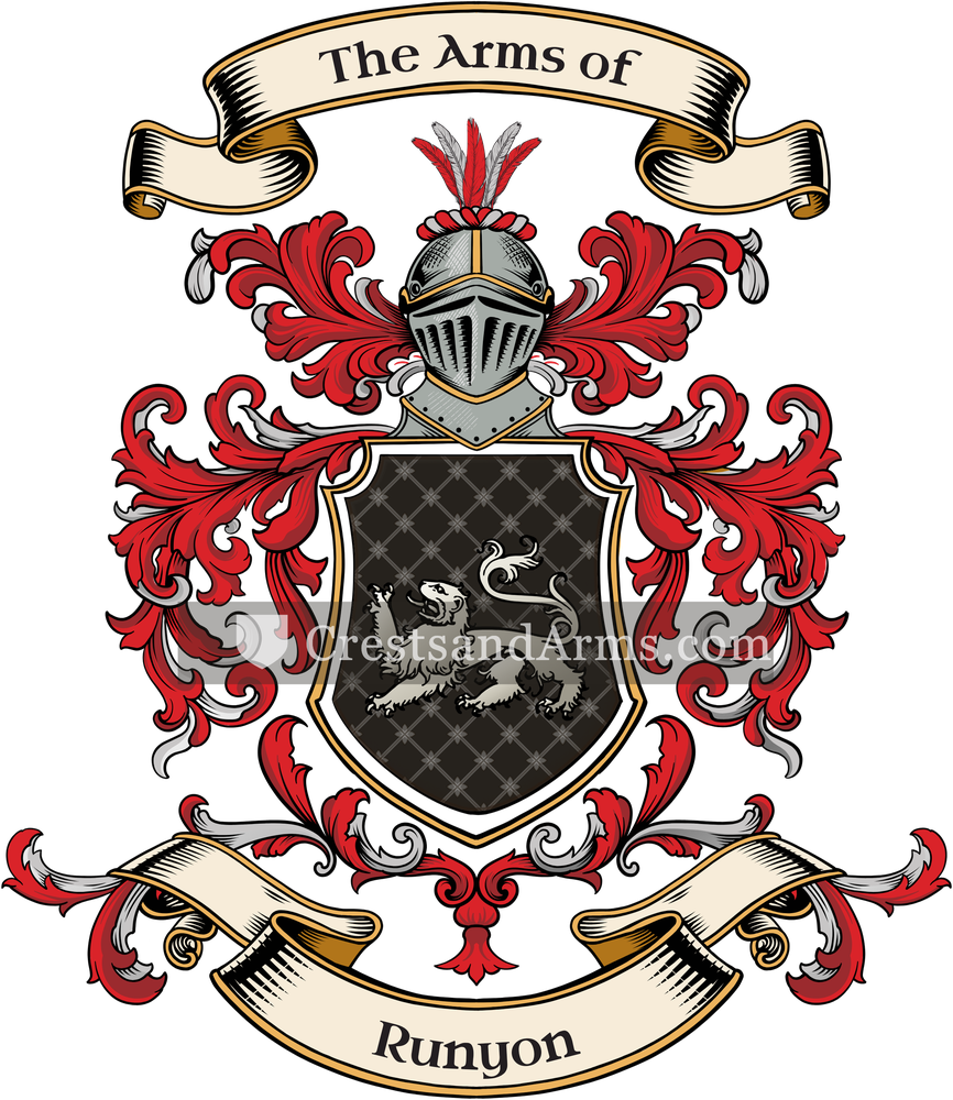 The Runyon coat of arms, drawn from the recorded blazon