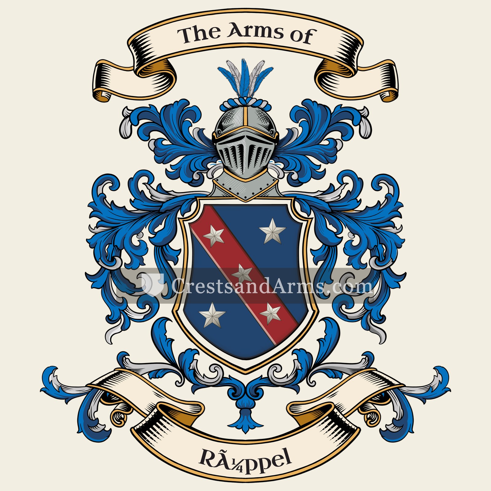 The Rüppel coat of arms, drawn from the recorded blazon