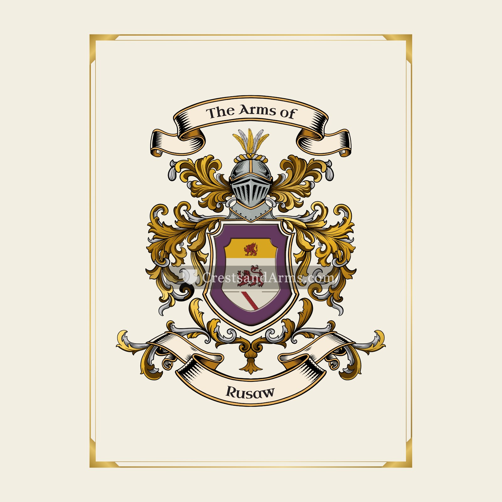 With gold border