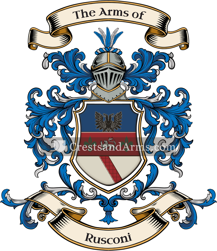 The Rusconi coat of arms, drawn from the recorded blazon