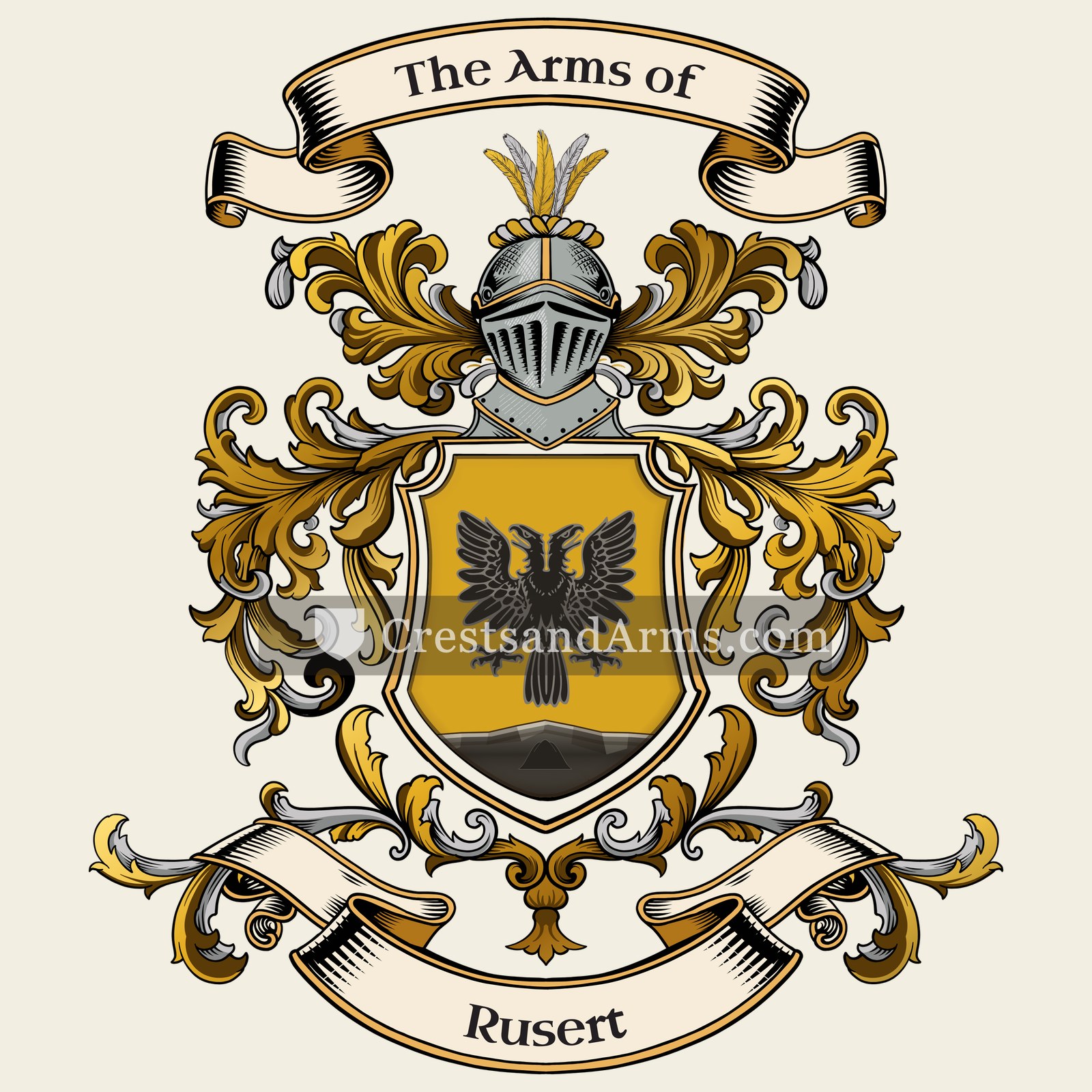 The Rusert coat of arms, drawn from the recorded blazon