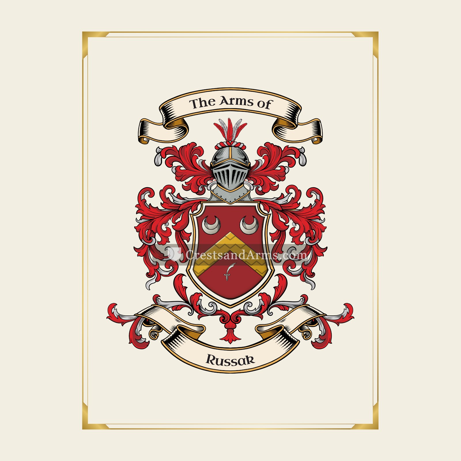 With gold border