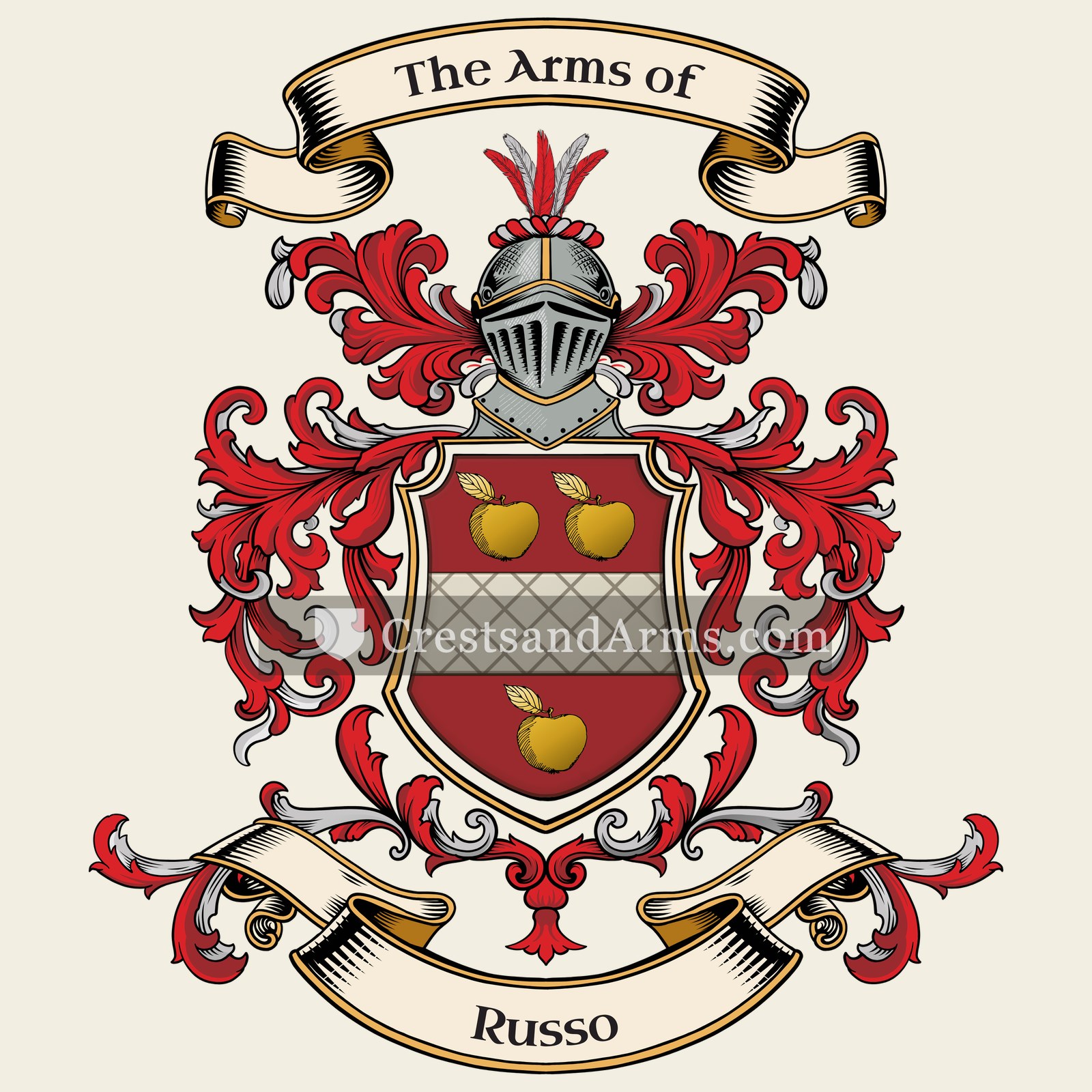 The Russo coat of arms, drawn from the recorded blazon