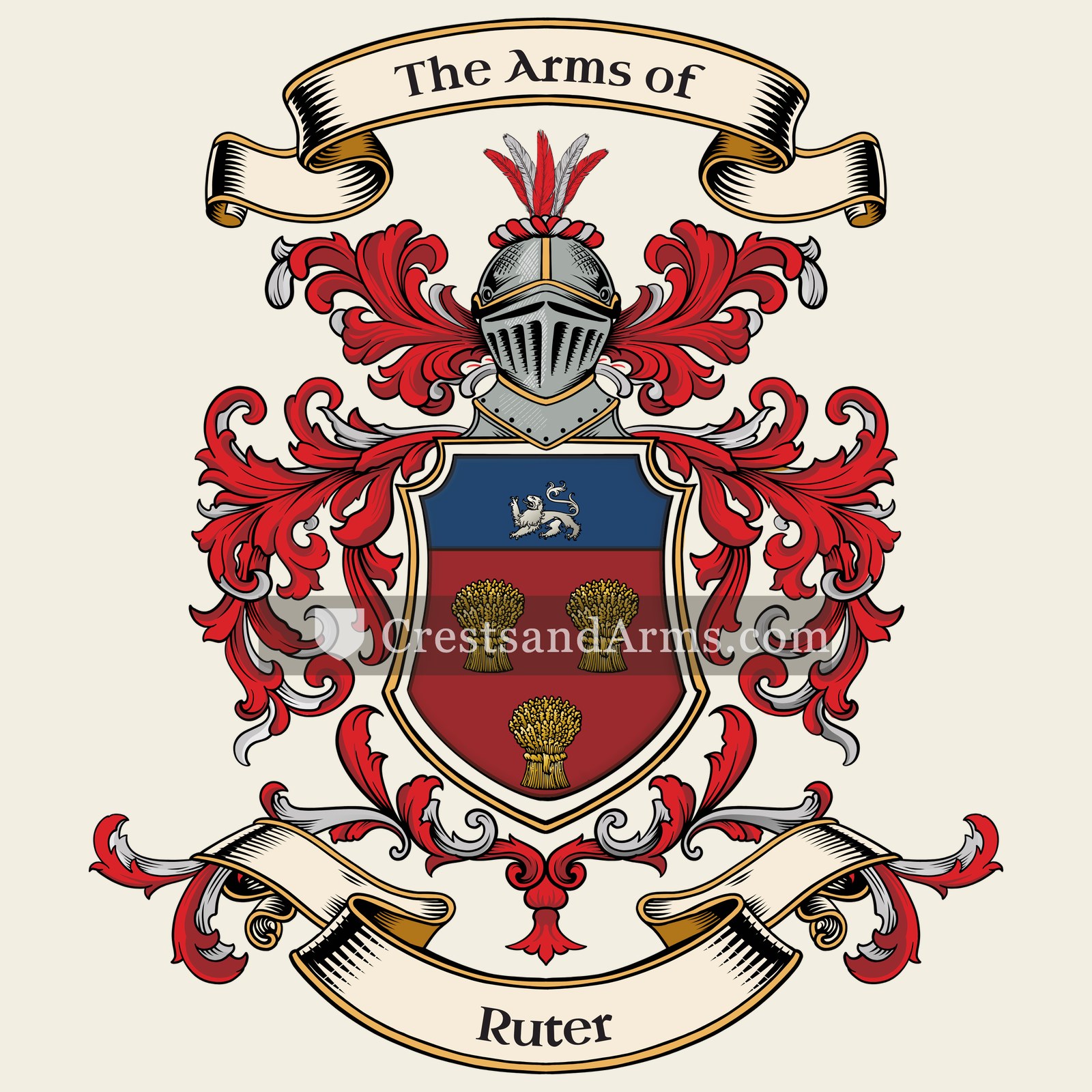 The Ruter coat of arms, drawn from the recorded blazon