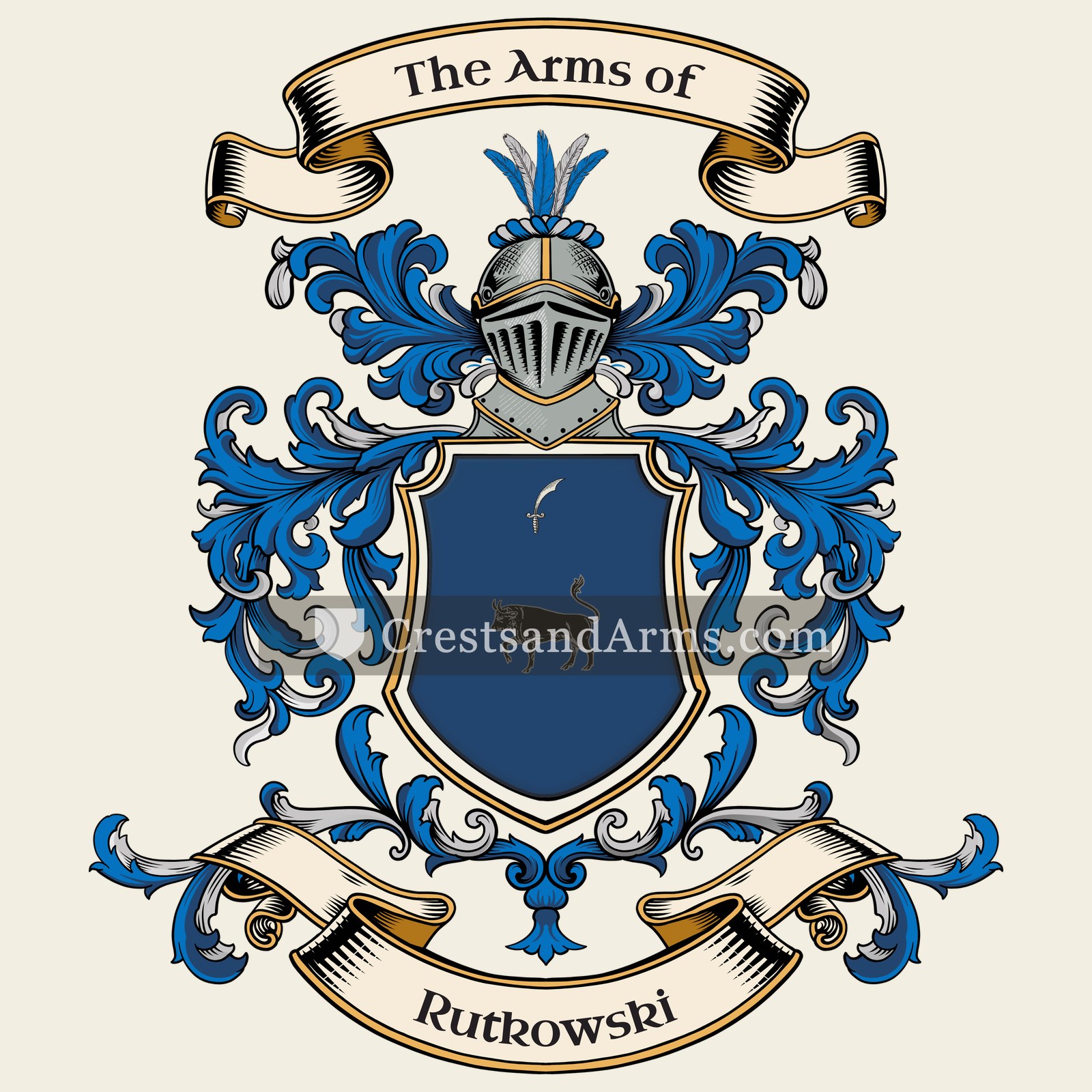 The Rutkowski coat of arms, drawn from the recorded blazon