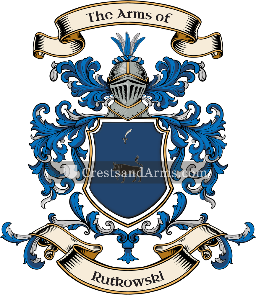 The Rutkowski coat of arms, drawn from the recorded blazon