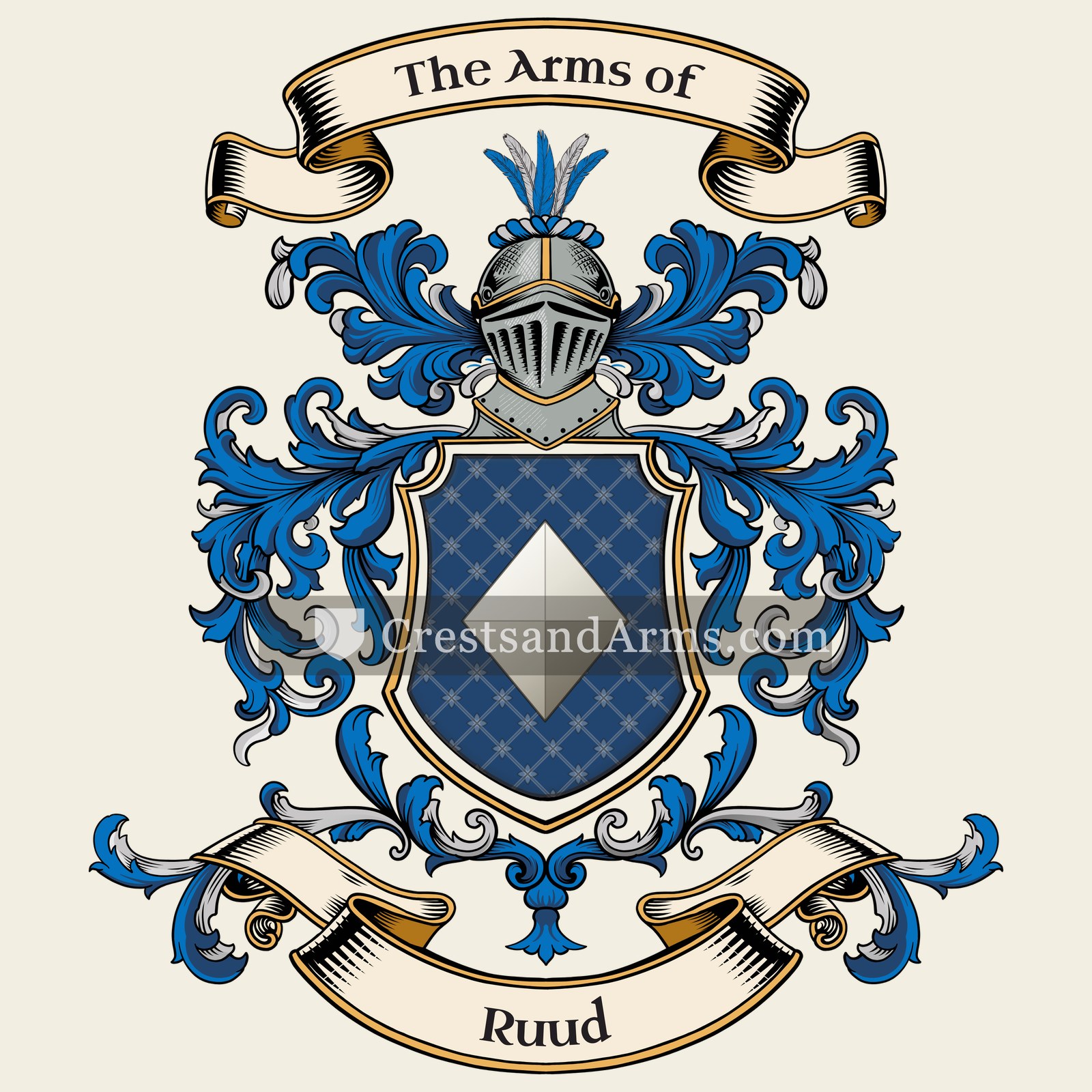 The Ruud coat of arms, drawn from the recorded blazon