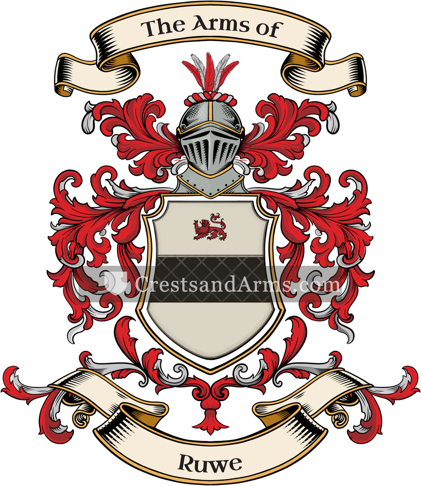 The Ruwe coat of arms, drawn from the recorded blazon
