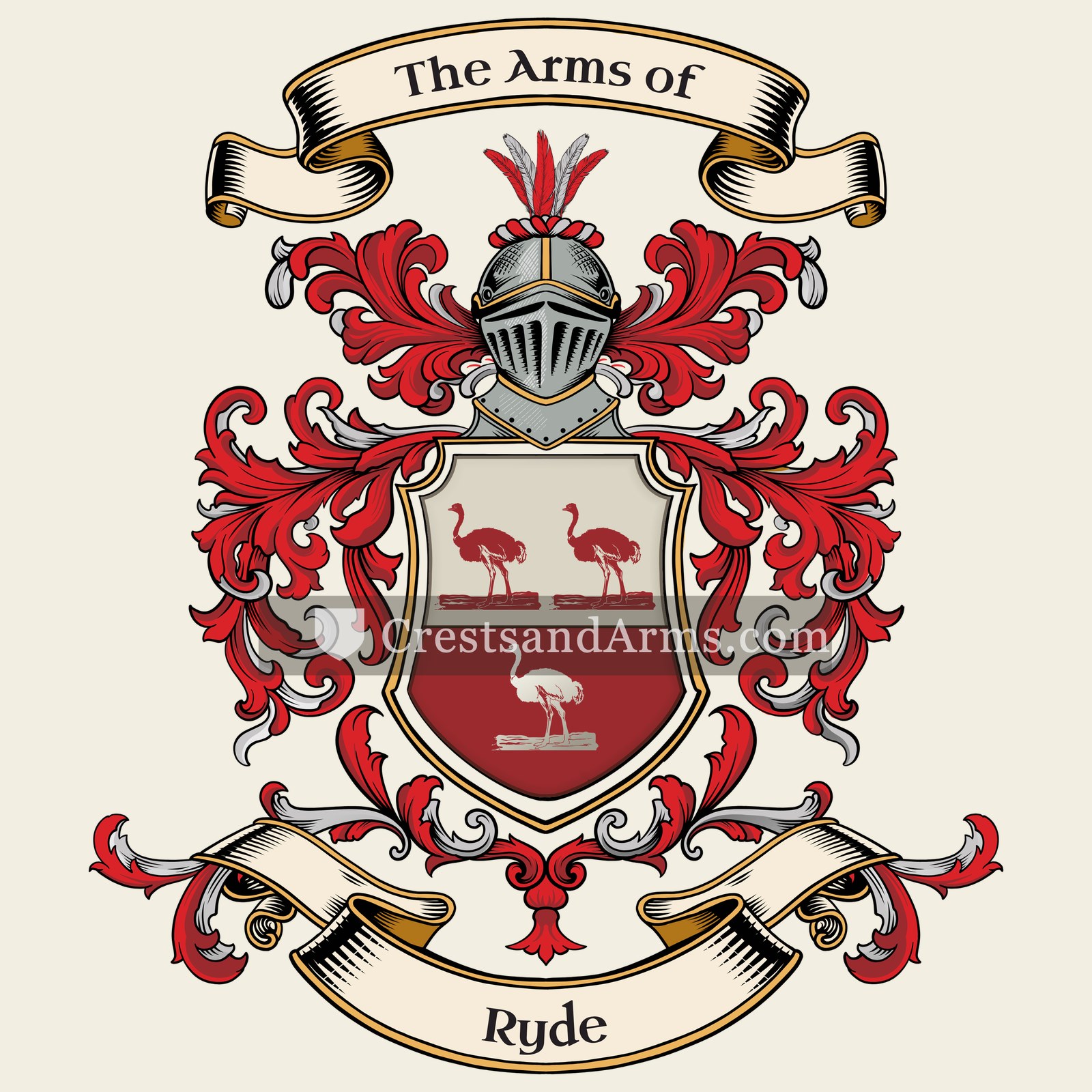 The Ryde coat of arms, drawn from the recorded blazon