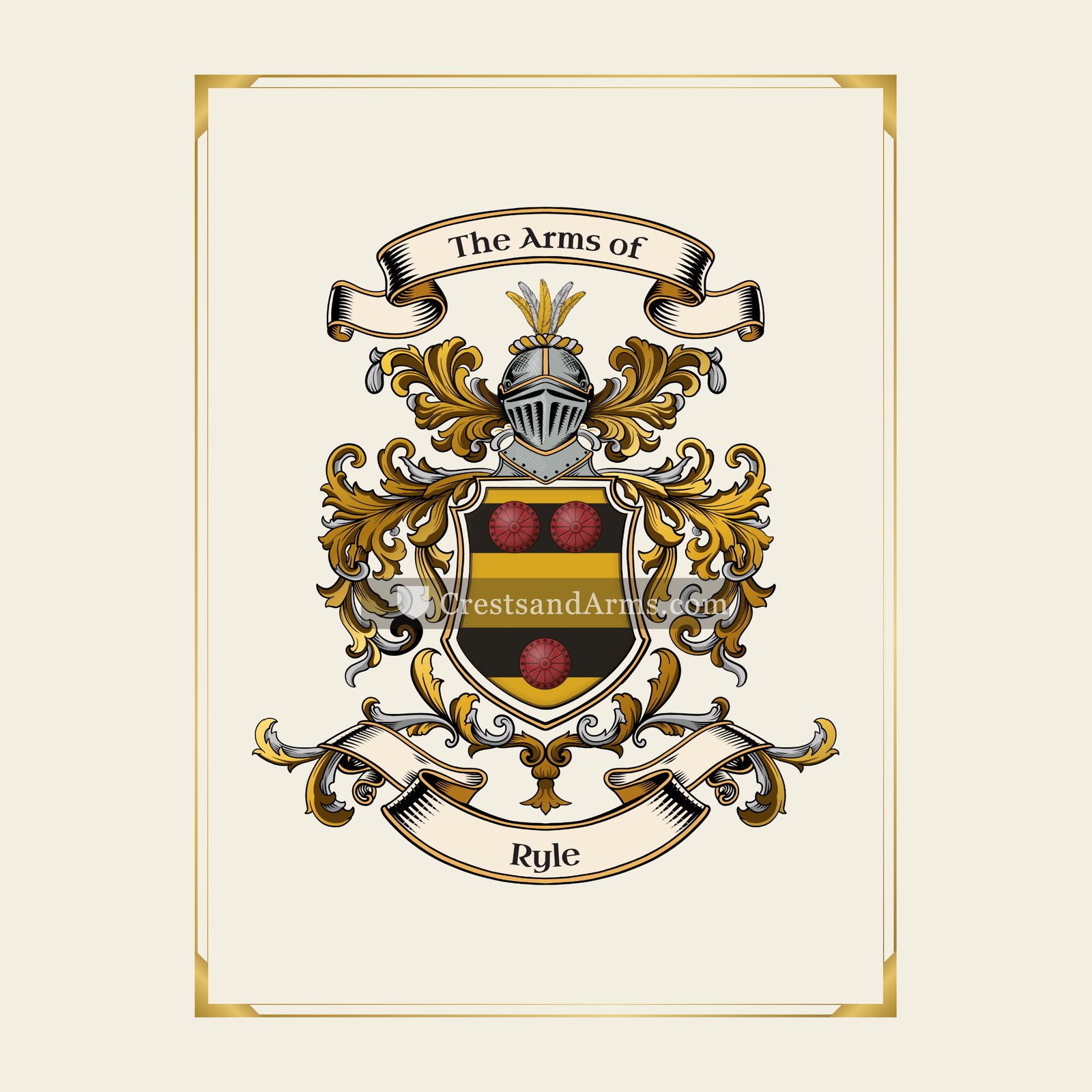 With gold border