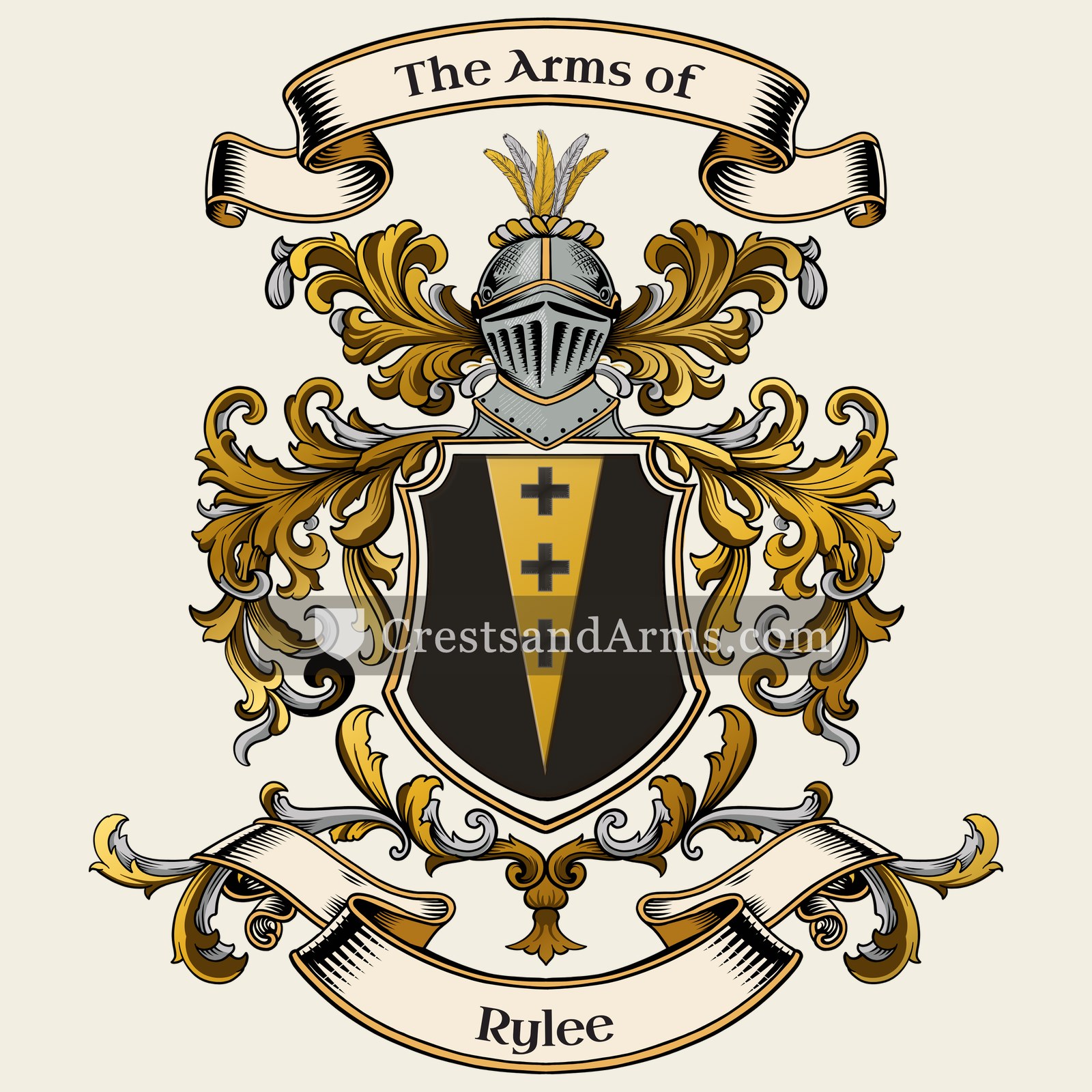 The Rylee coat of arms, drawn from the recorded blazon