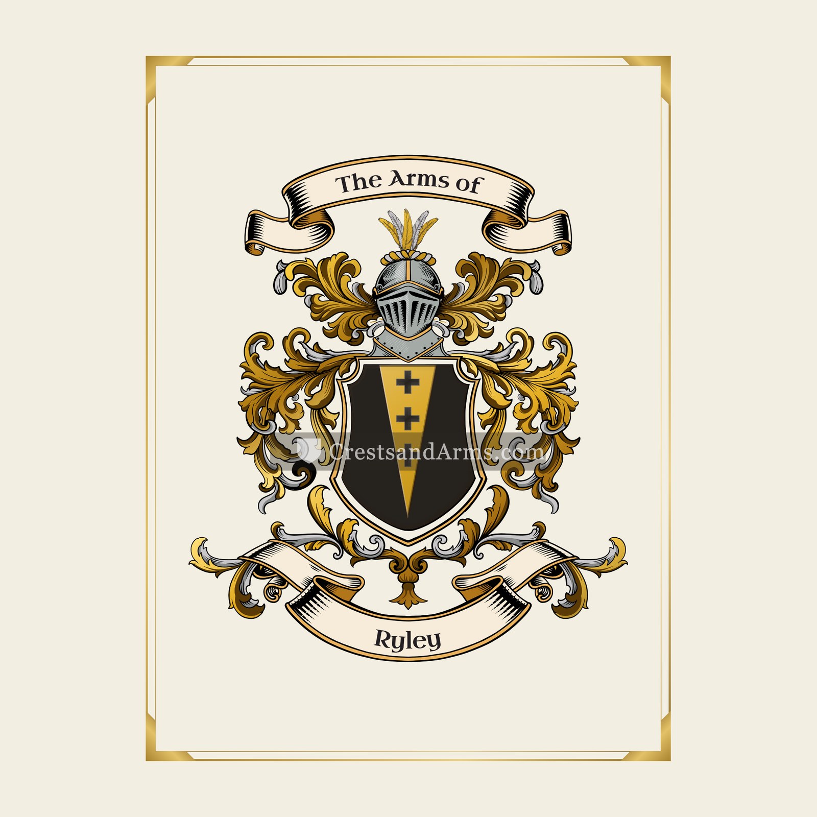 With gold border