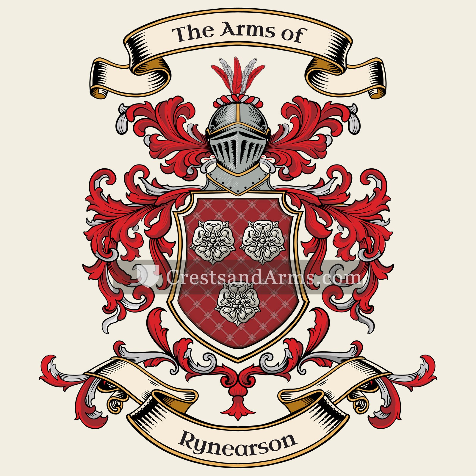 The Rynearson coat of arms, drawn from the recorded blazon