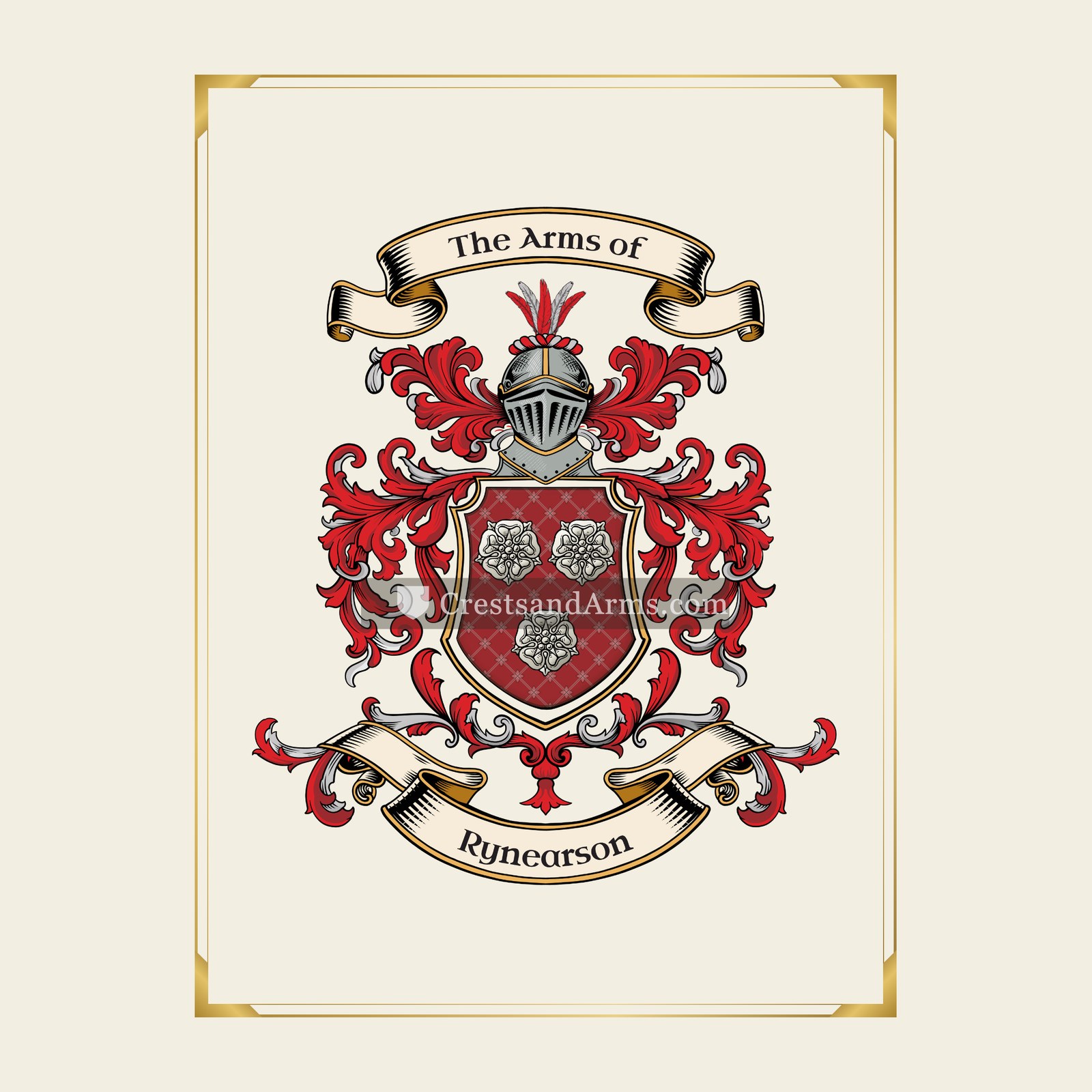 With gold border