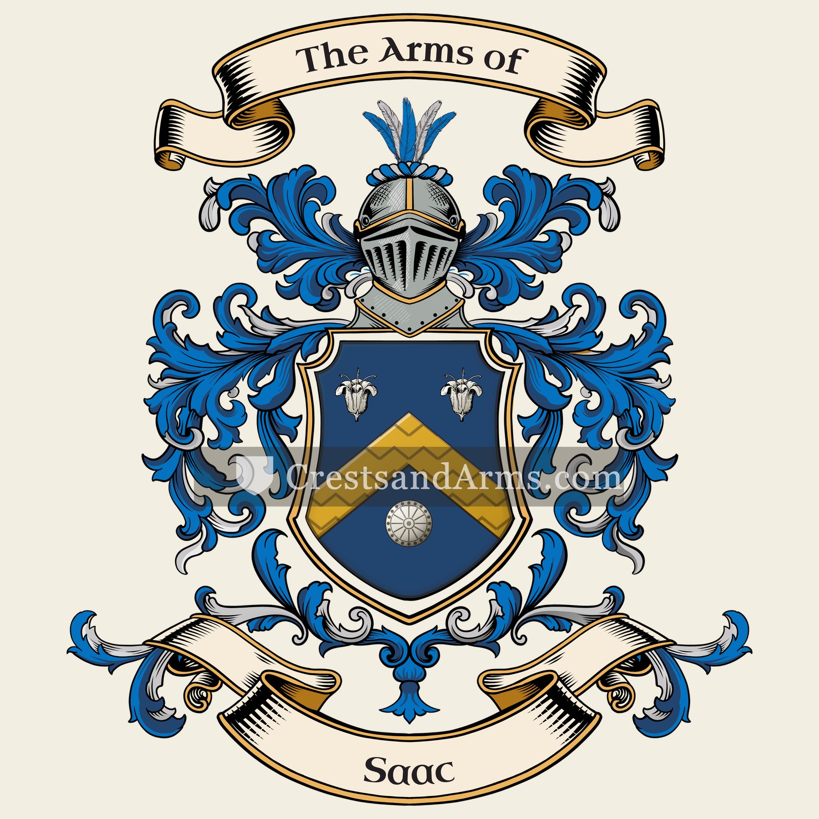 The Saac coat of arms, drawn from the recorded blazon