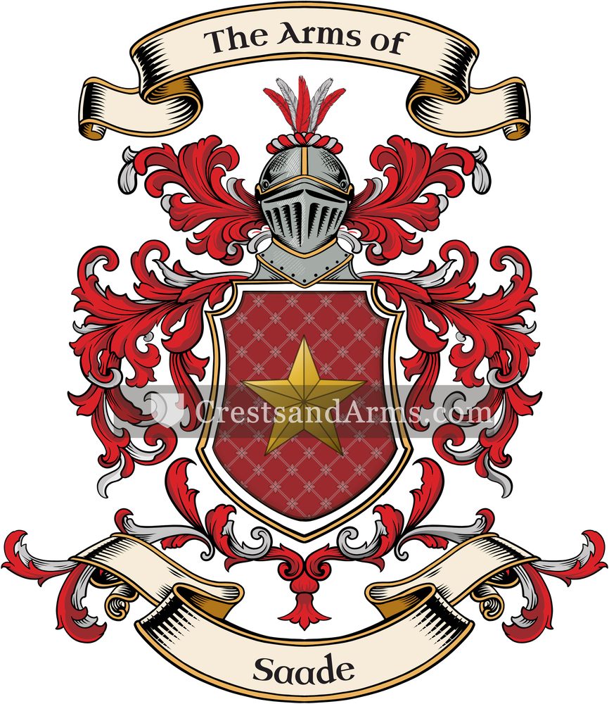 The Saade coat of arms, drawn from the recorded blazon