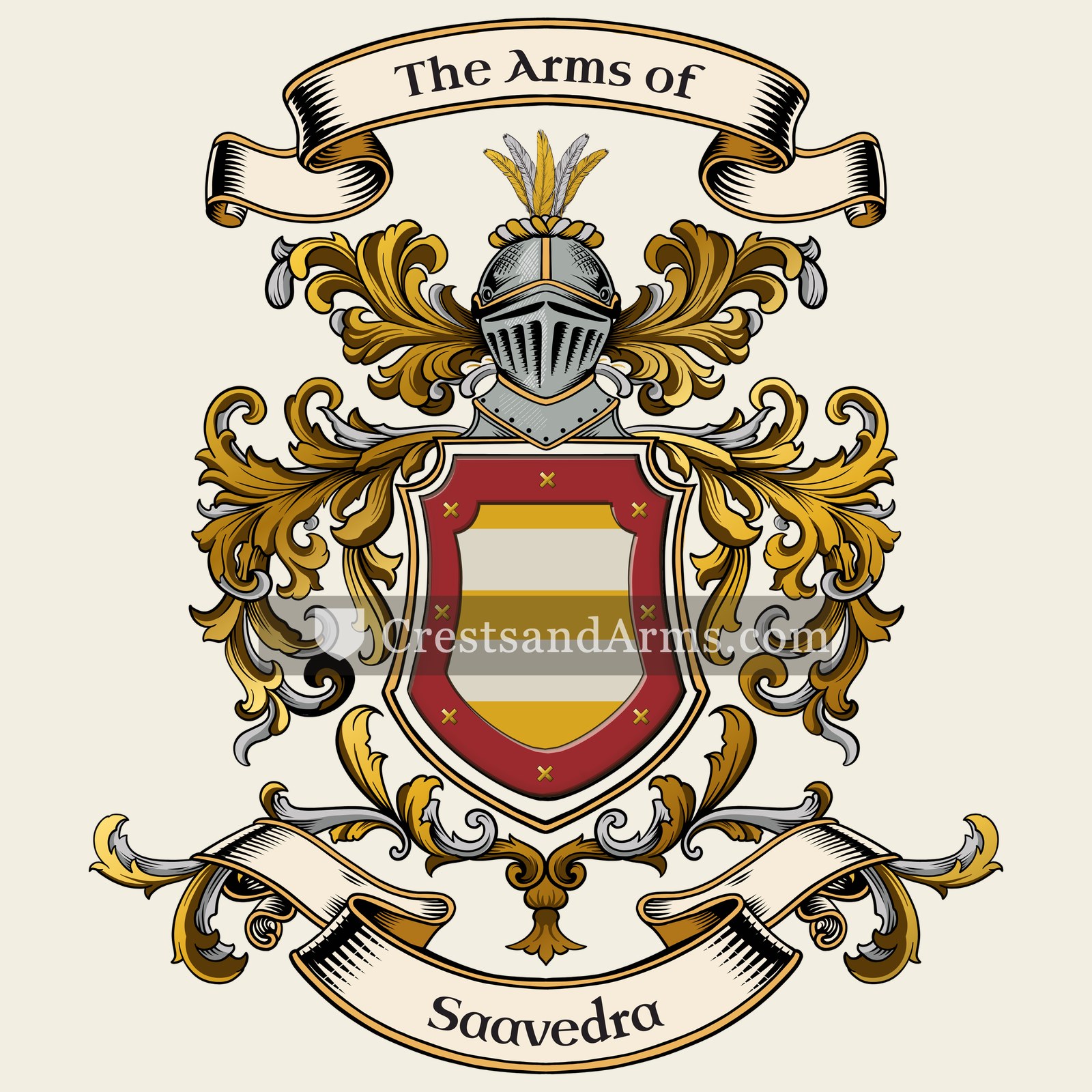 The Saavedra coat of arms, drawn from the recorded blazon