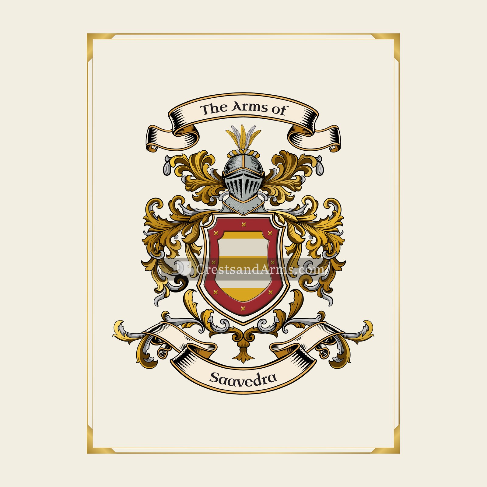 With gold border