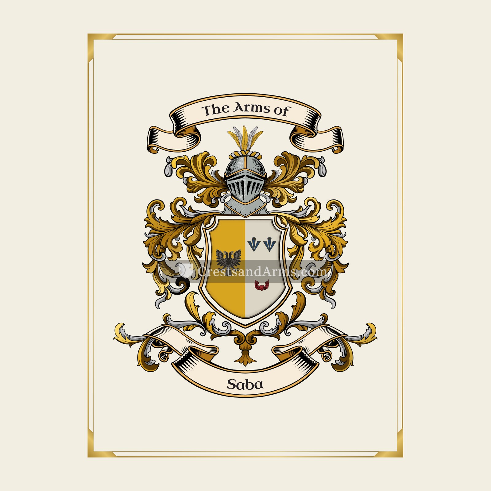 With gold border