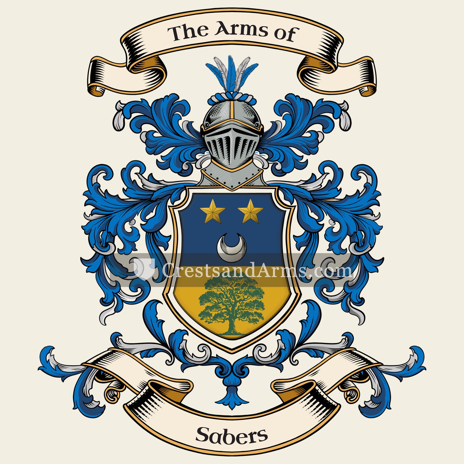 The Sabers coat of arms, drawn from the recorded blazon