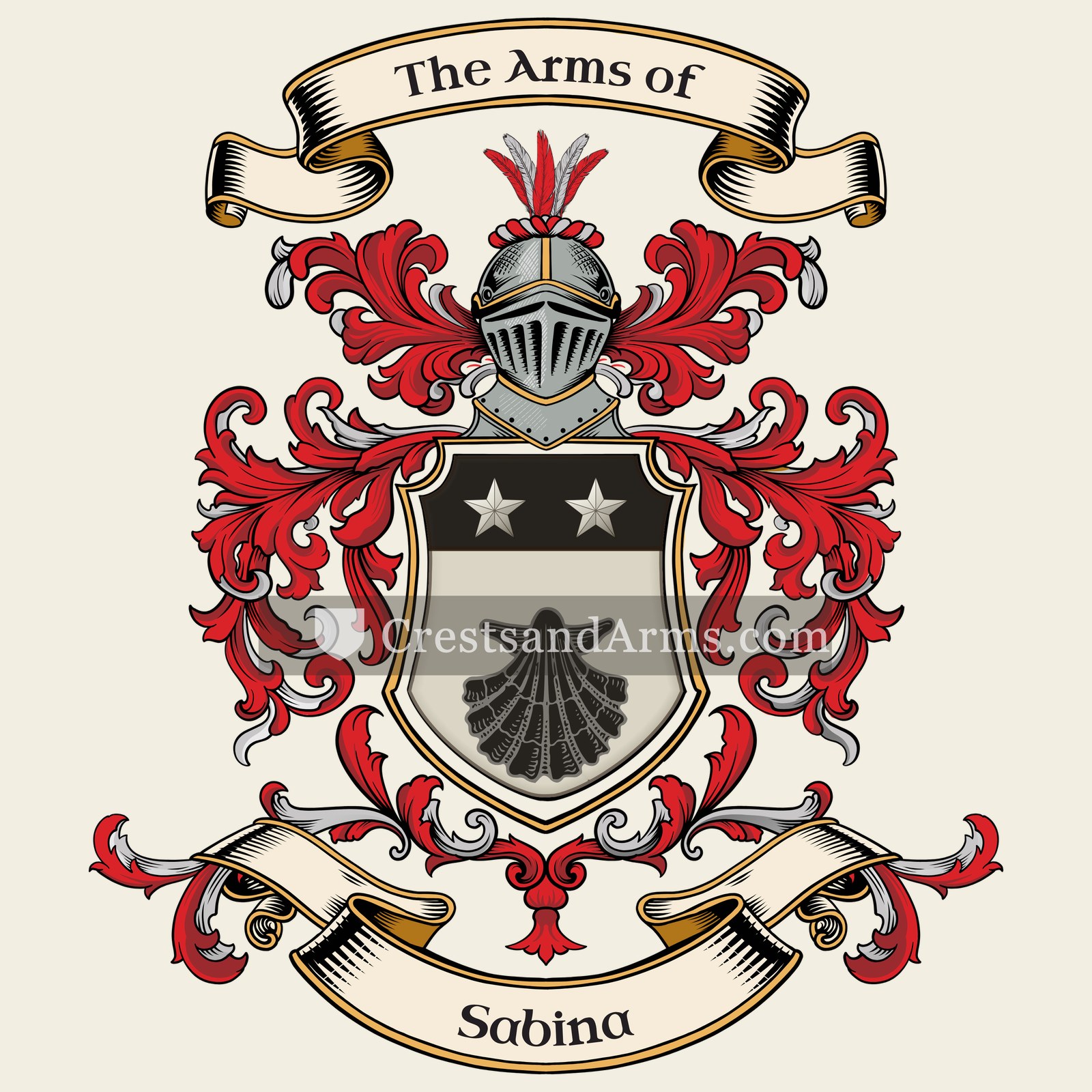 The Sabina coat of arms, drawn from the recorded blazon