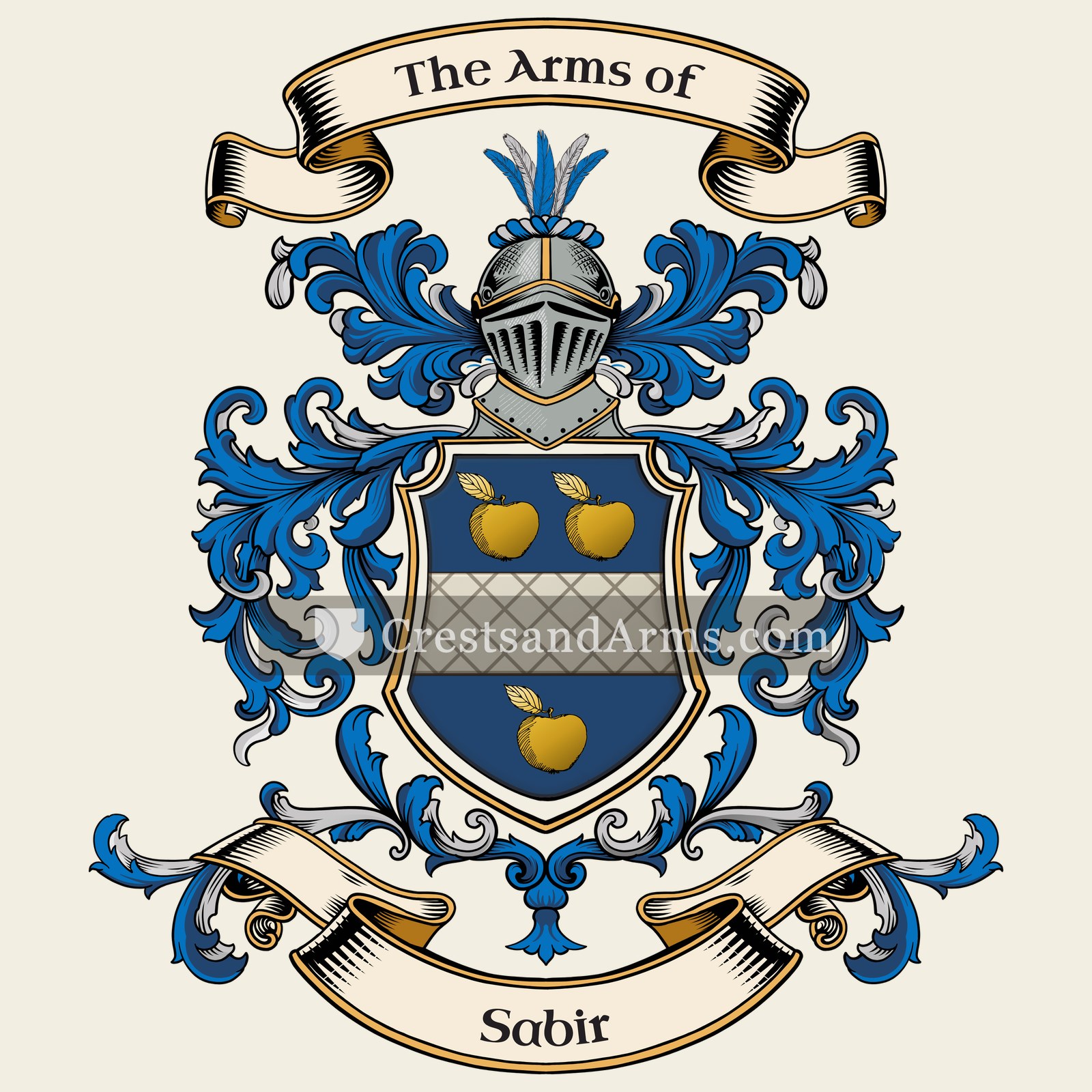 The Sabir coat of arms, drawn from the recorded blazon
