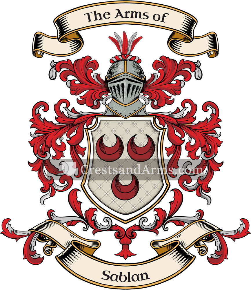 The Sablan coat of arms, drawn from the recorded blazon