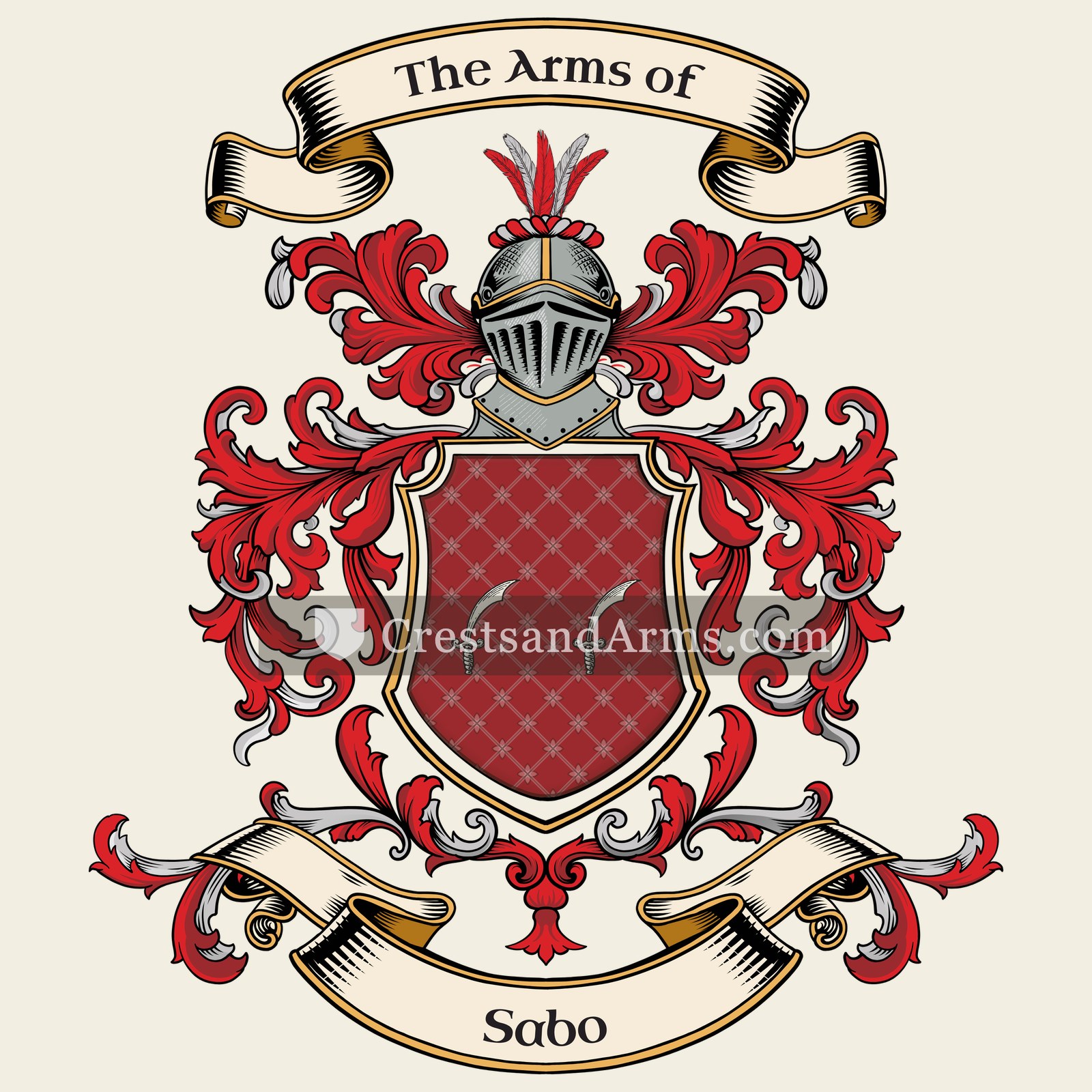 The Sabo coat of arms, drawn from the recorded blazon