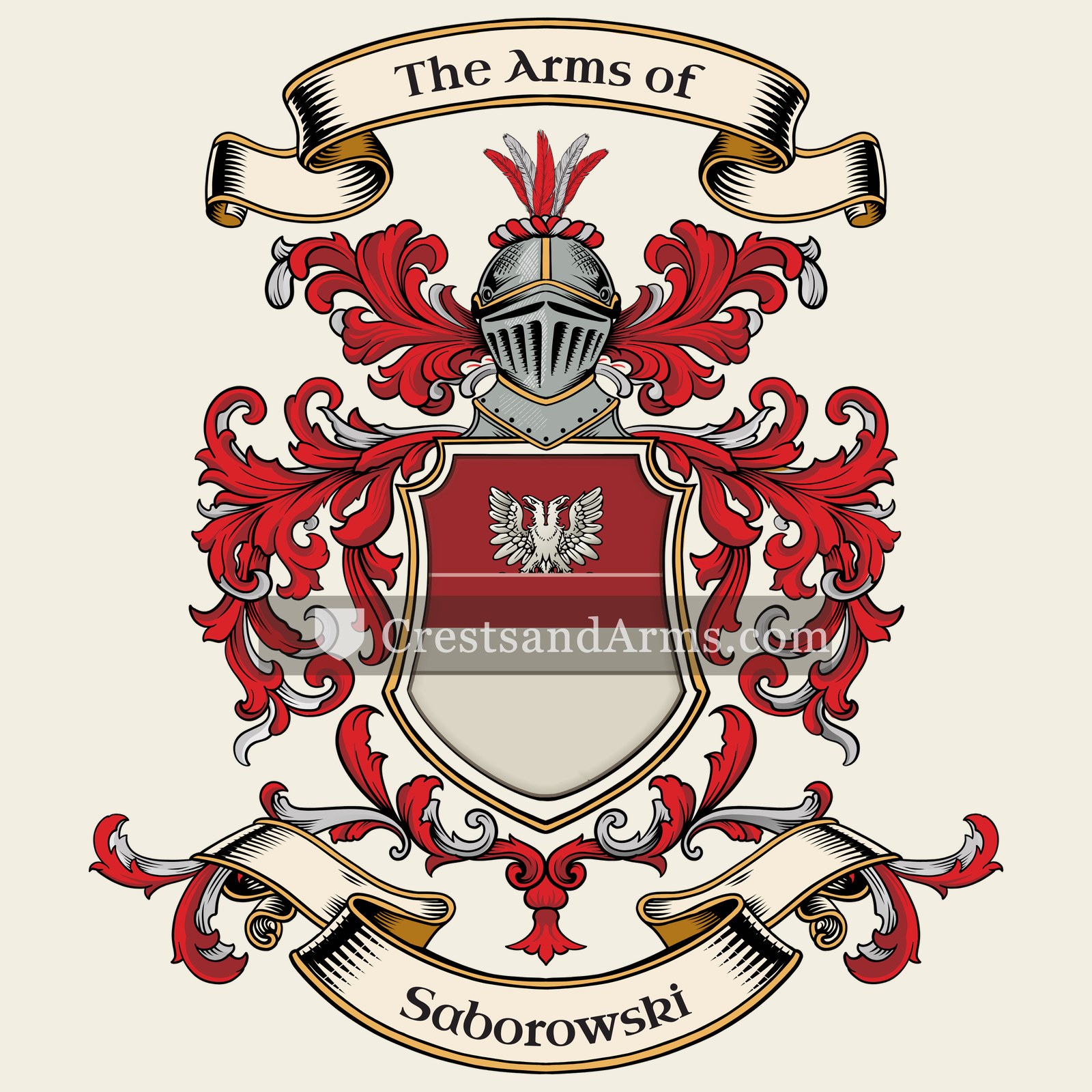 The Saborowski coat of arms, drawn from the recorded blazon