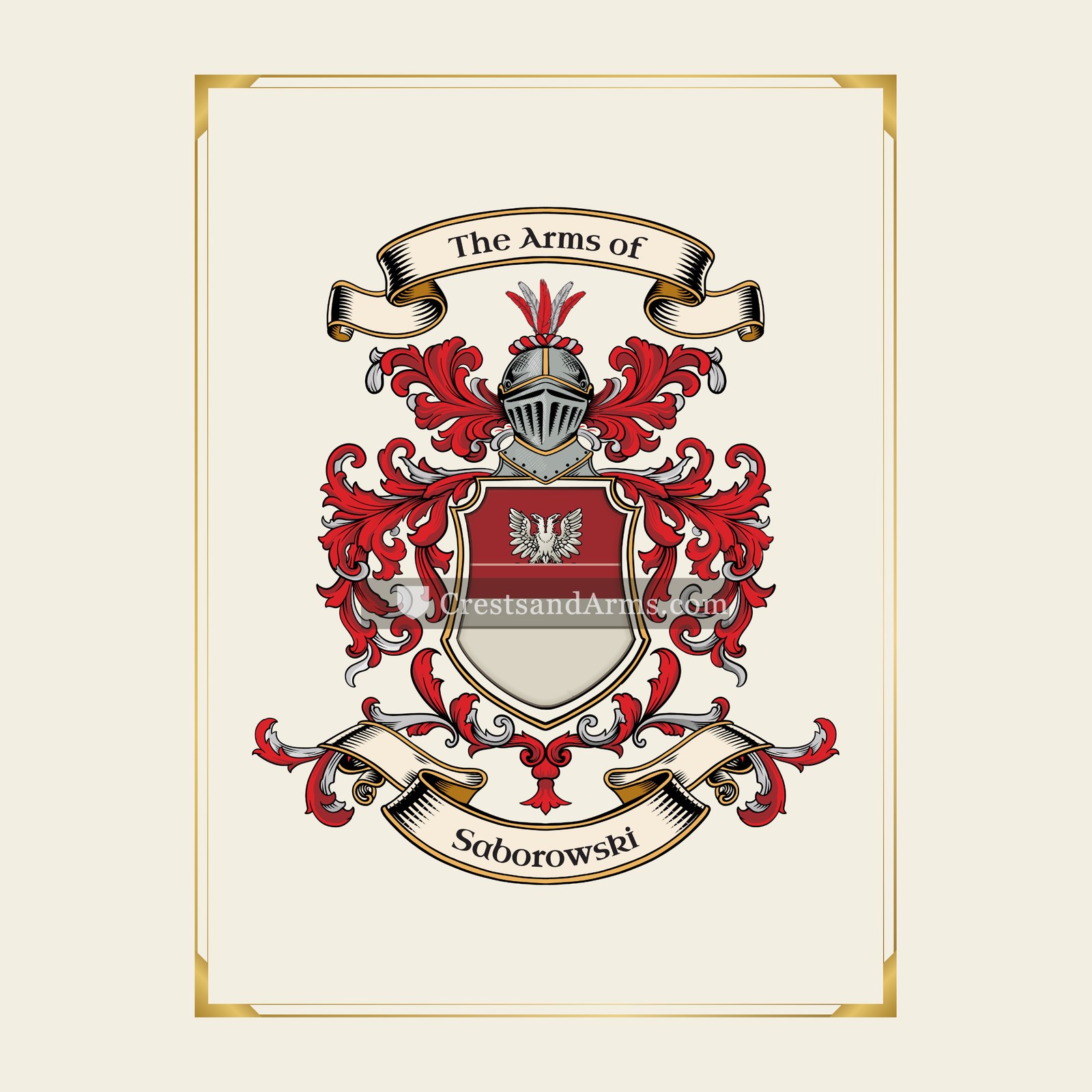 With gold border