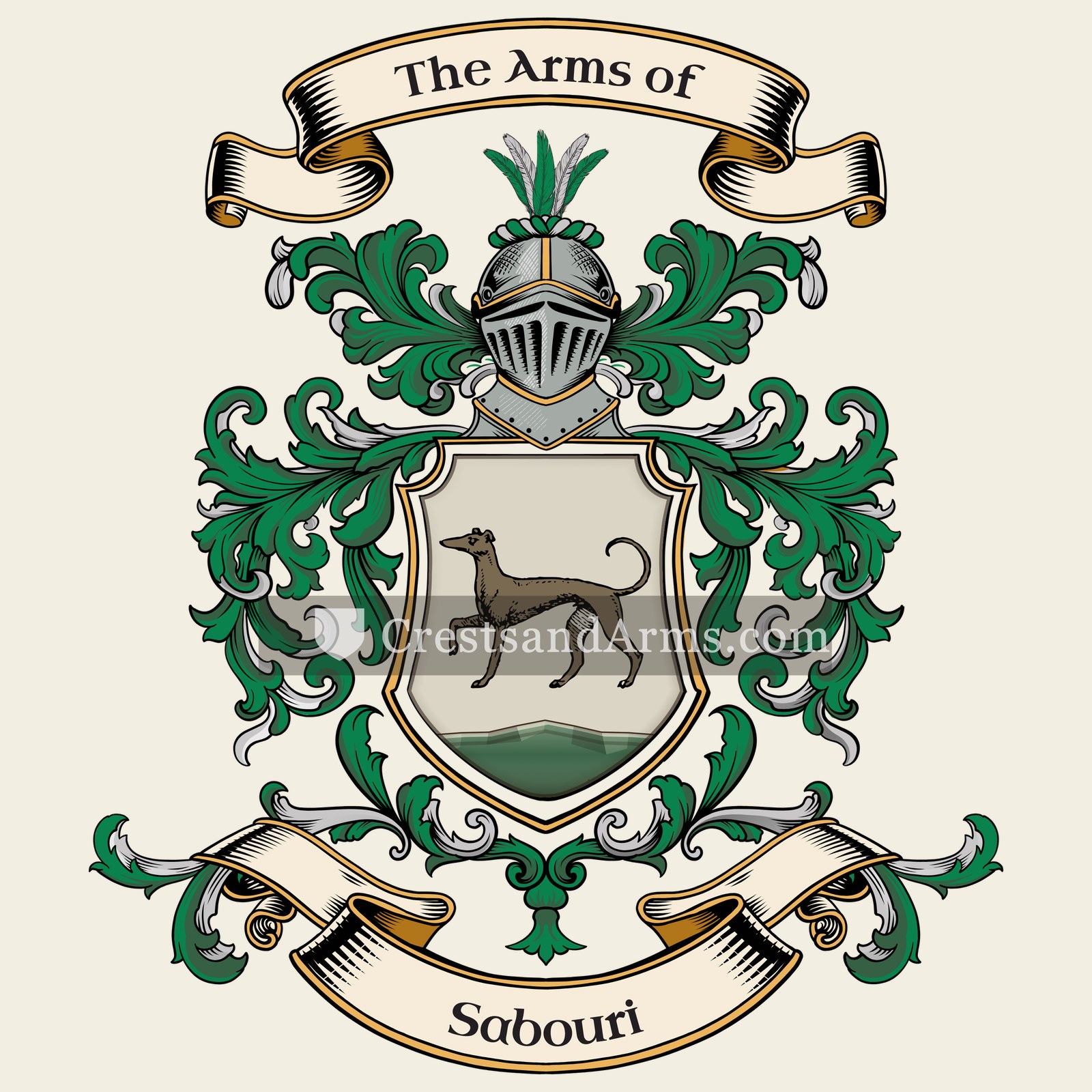 The Sabouri coat of arms, drawn from the recorded blazon
