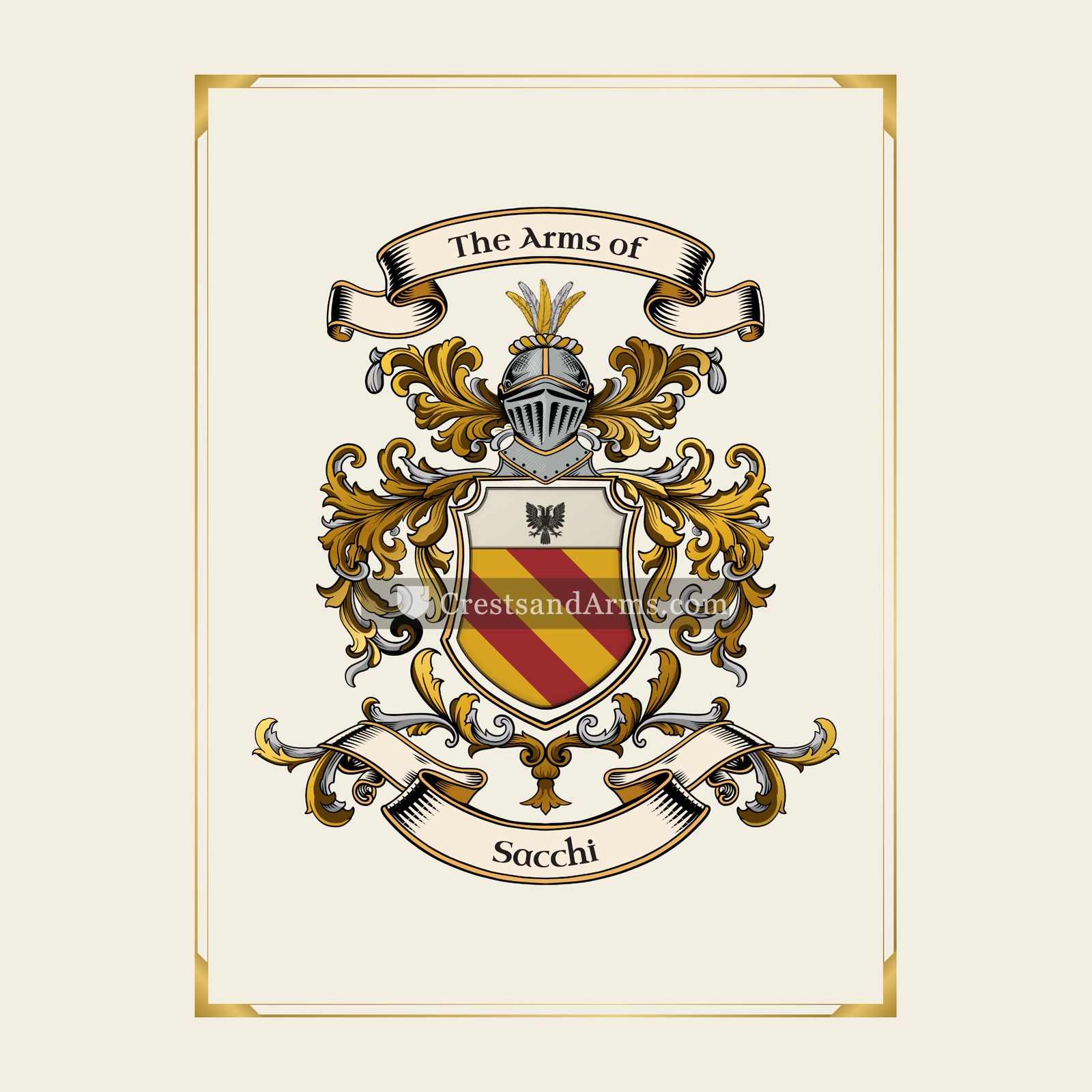 With gold border