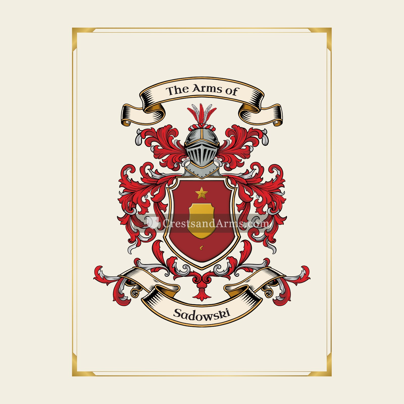 With gold border