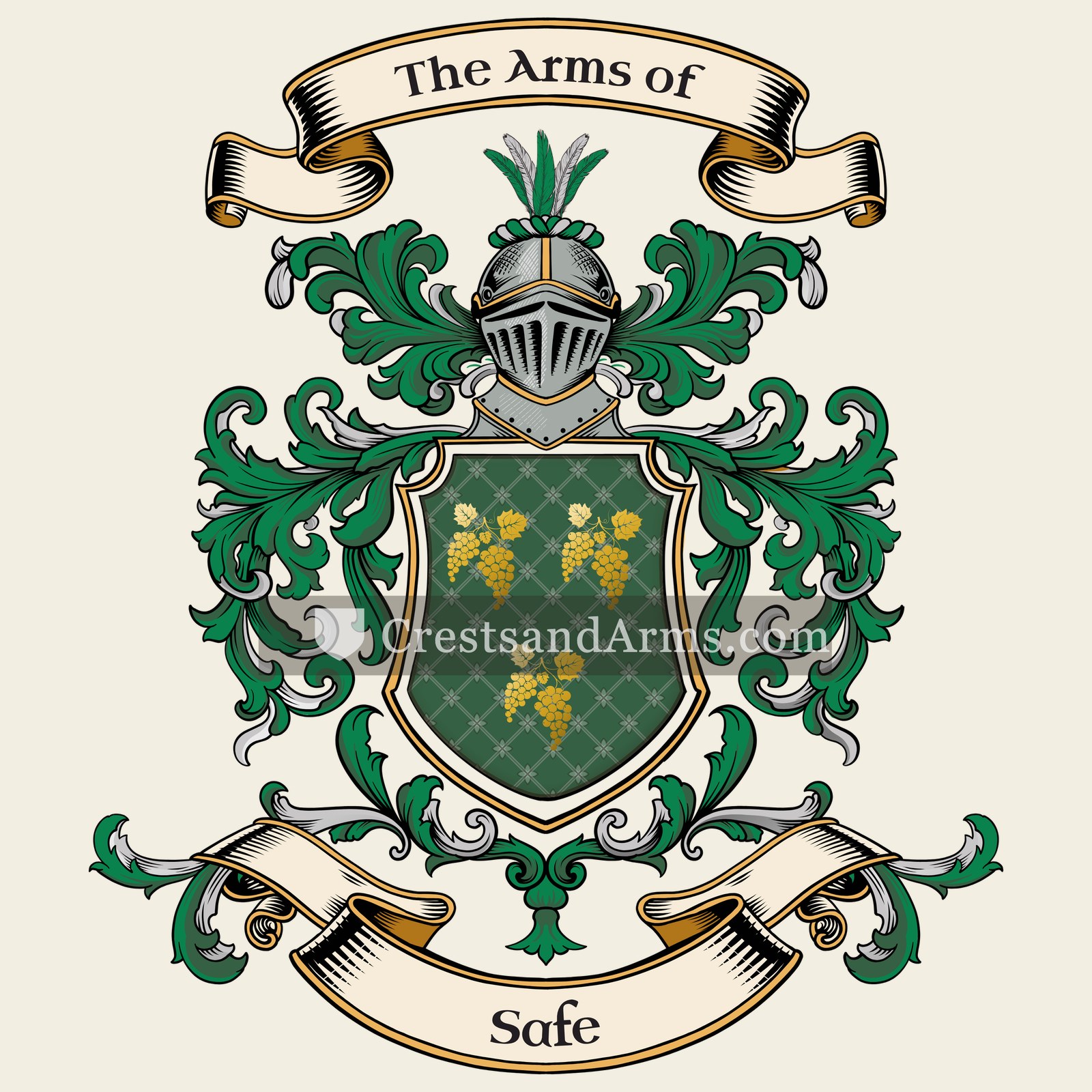 The Safe coat of arms, drawn from the recorded blazon