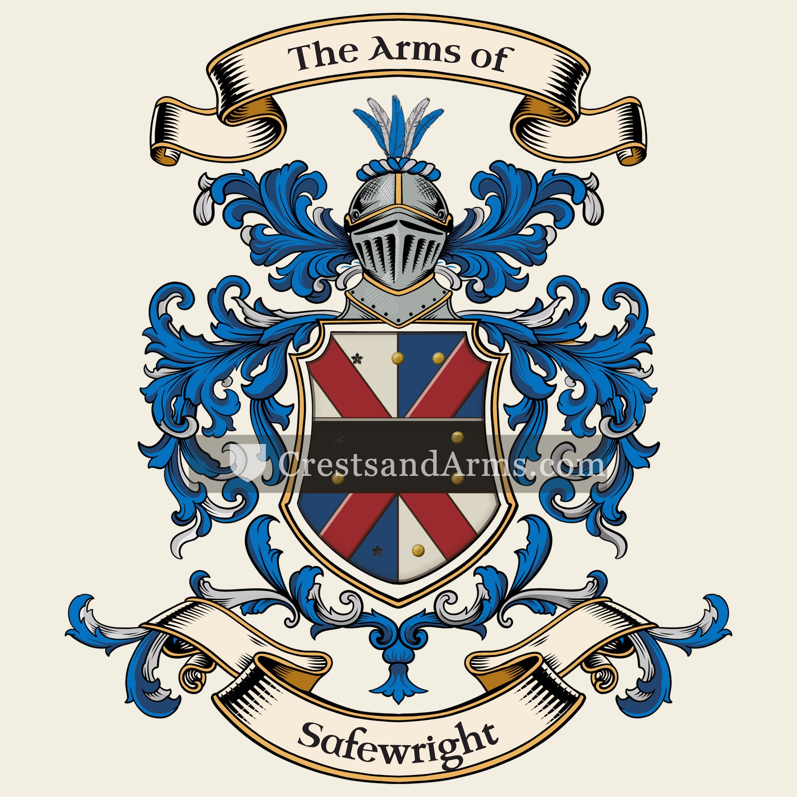 The Safewright coat of arms, drawn from the recorded blazon