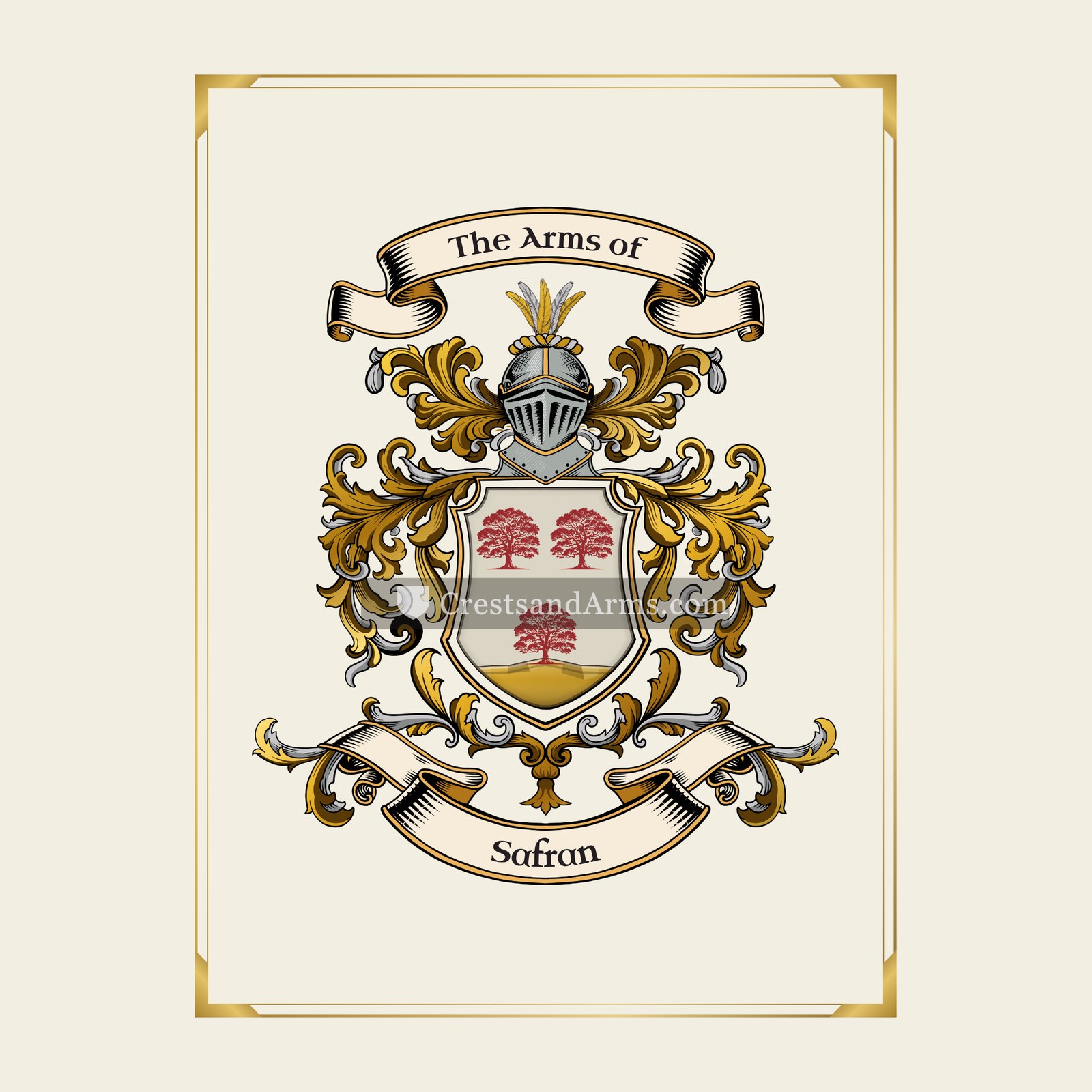 With gold border