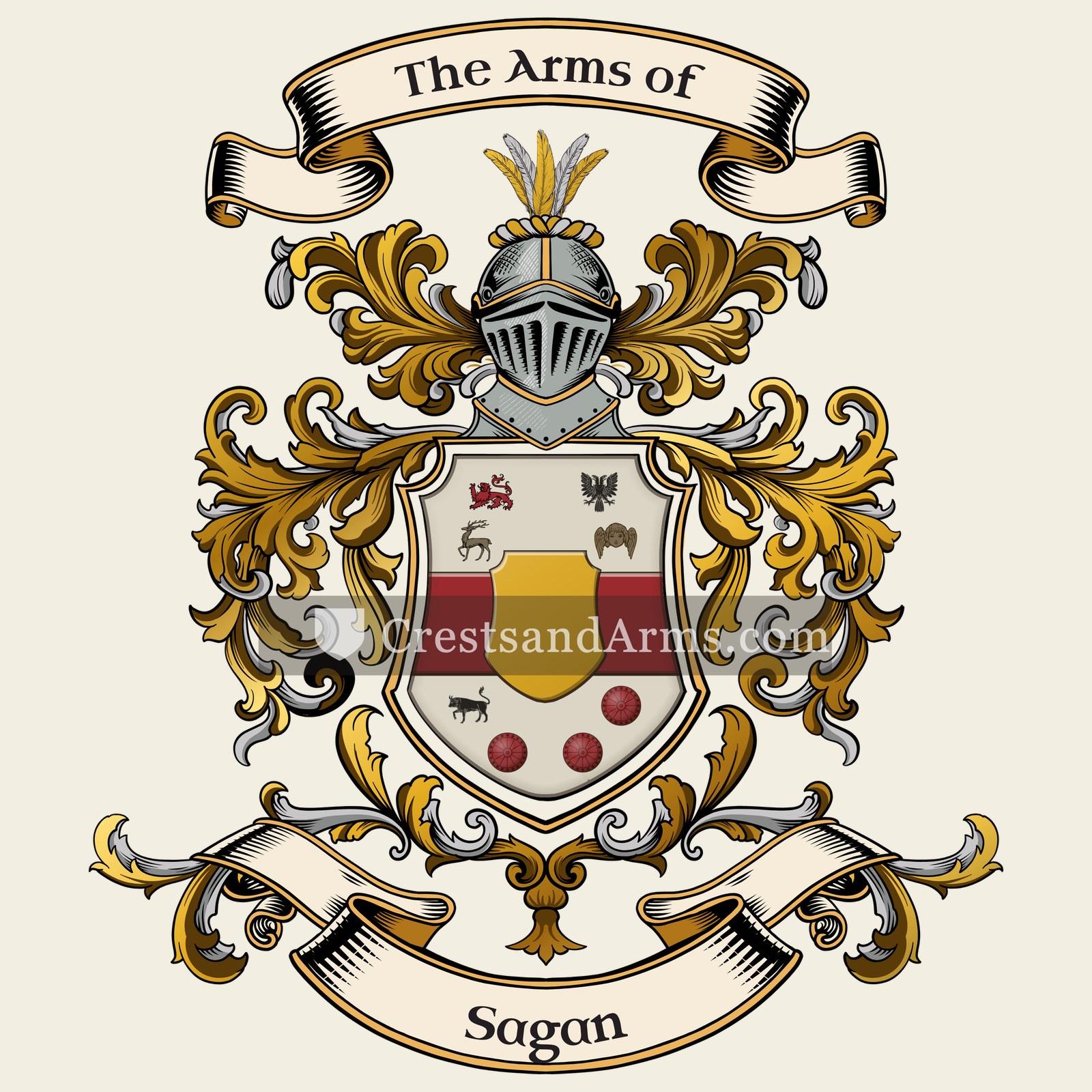 The Sagan coat of arms, drawn from the recorded blazon