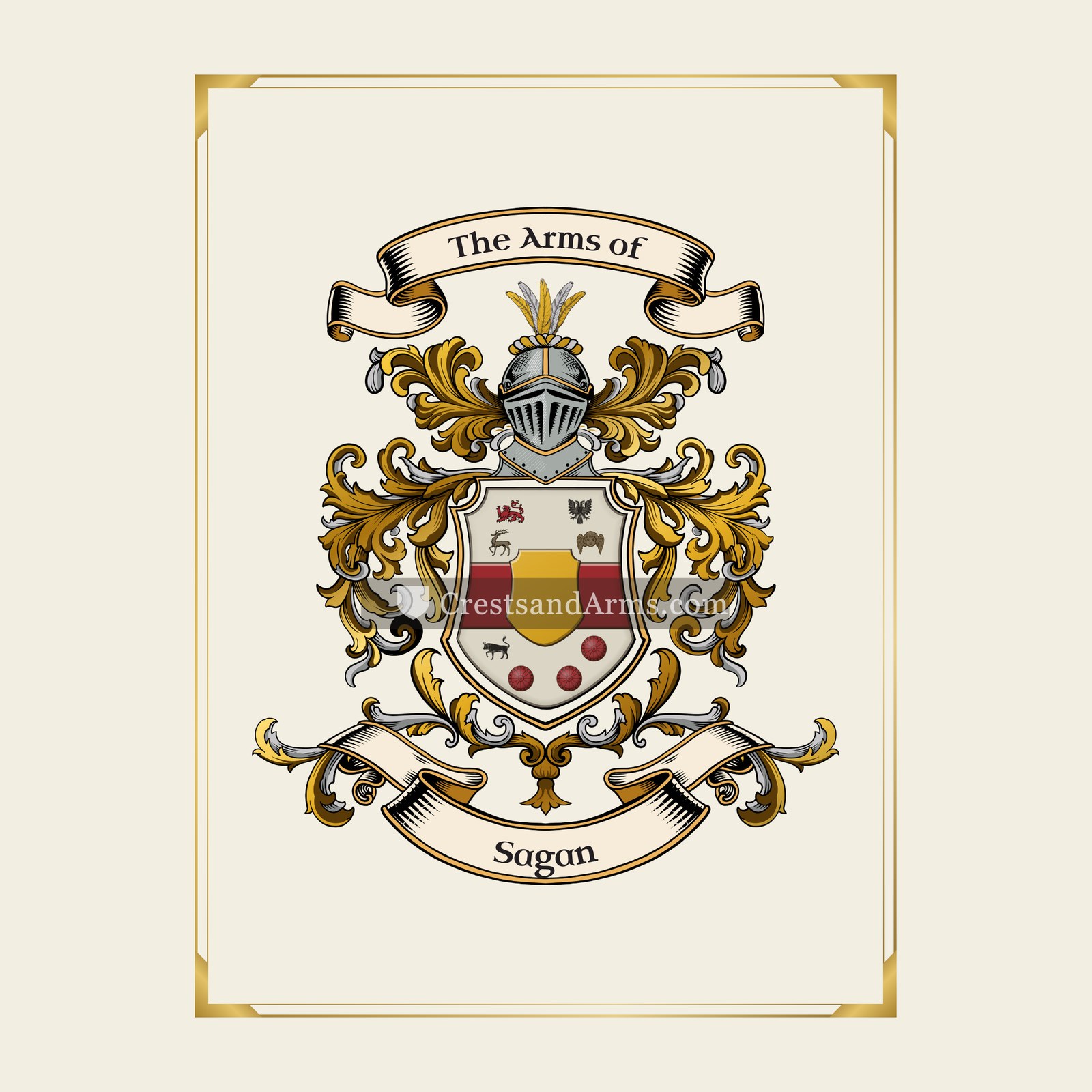 With gold border