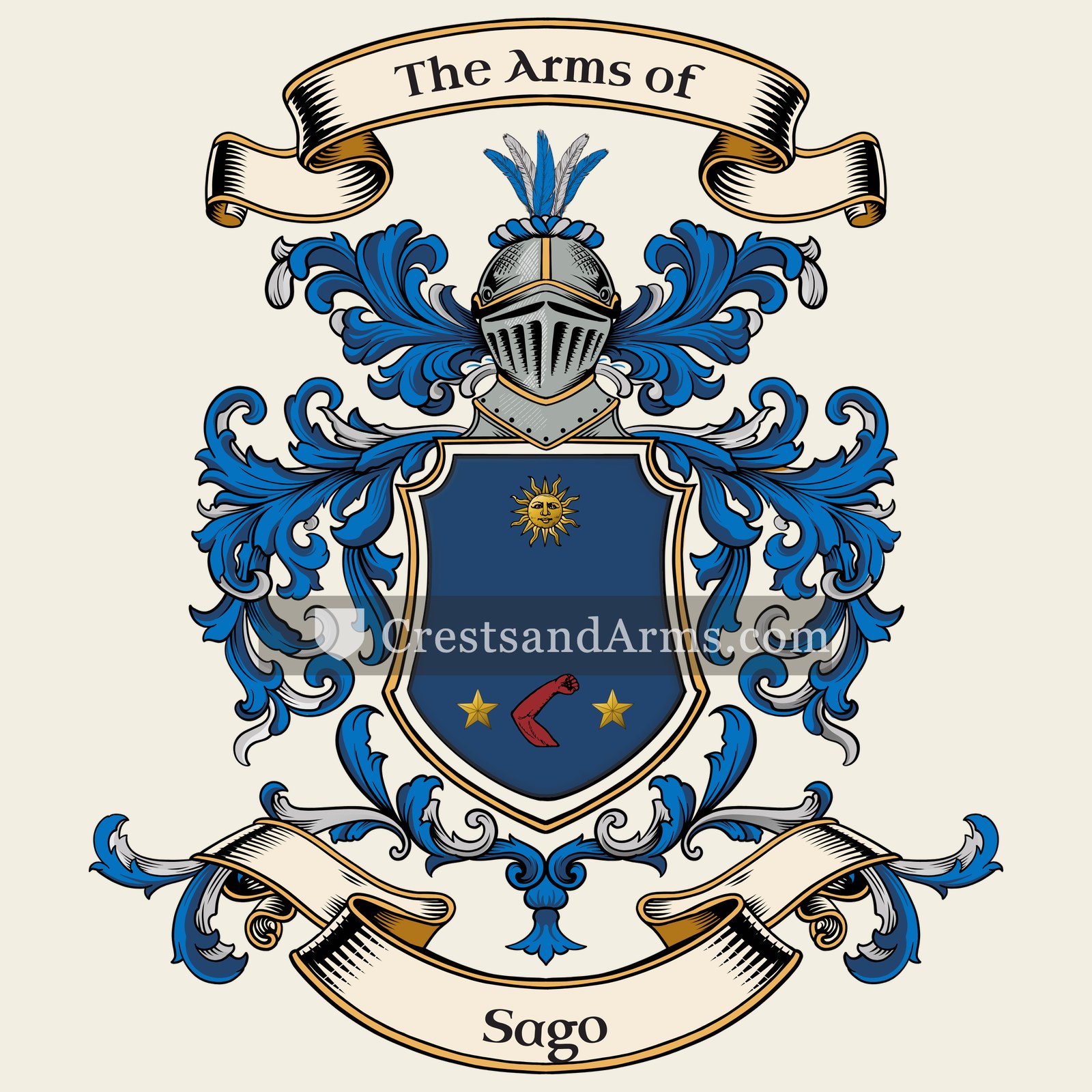 The Sago coat of arms, drawn from the recorded blazon