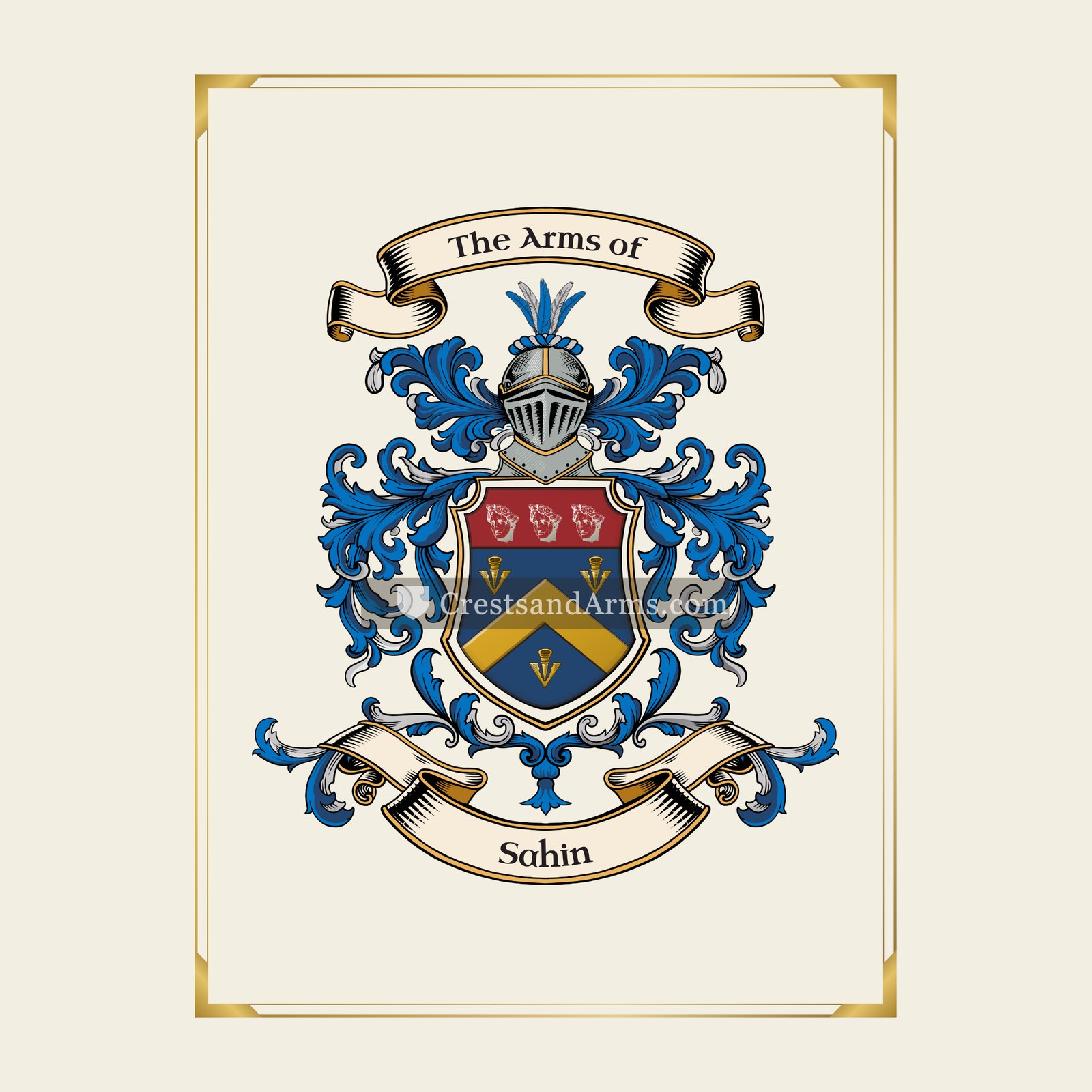 With gold border