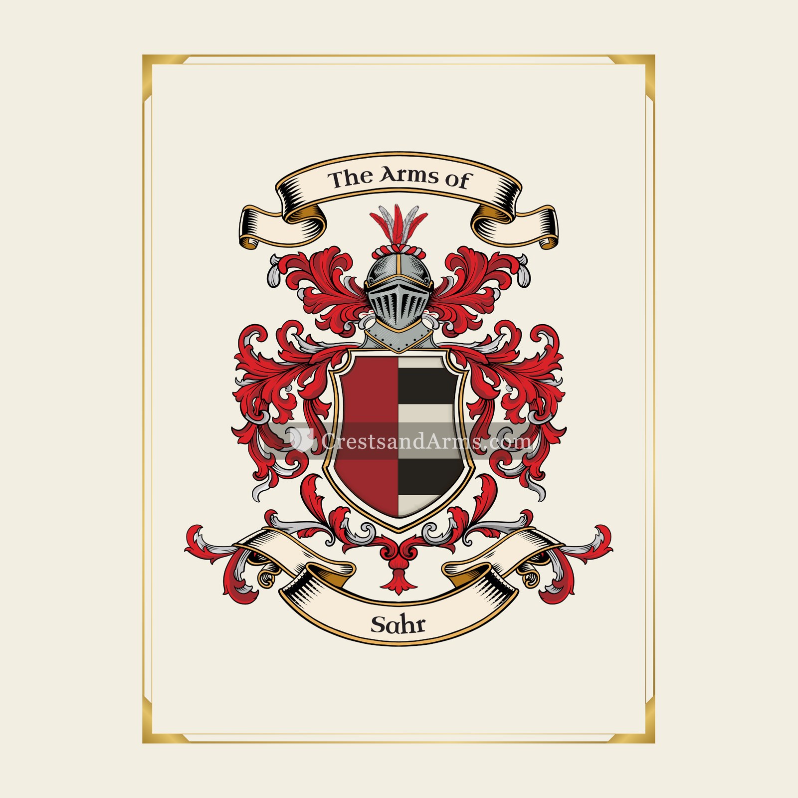 With gold border